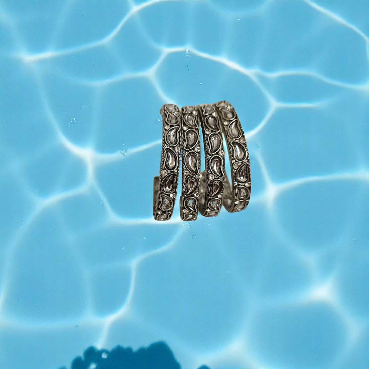 806868 Classic Bangles With Oxidised Plating-Size 2.4