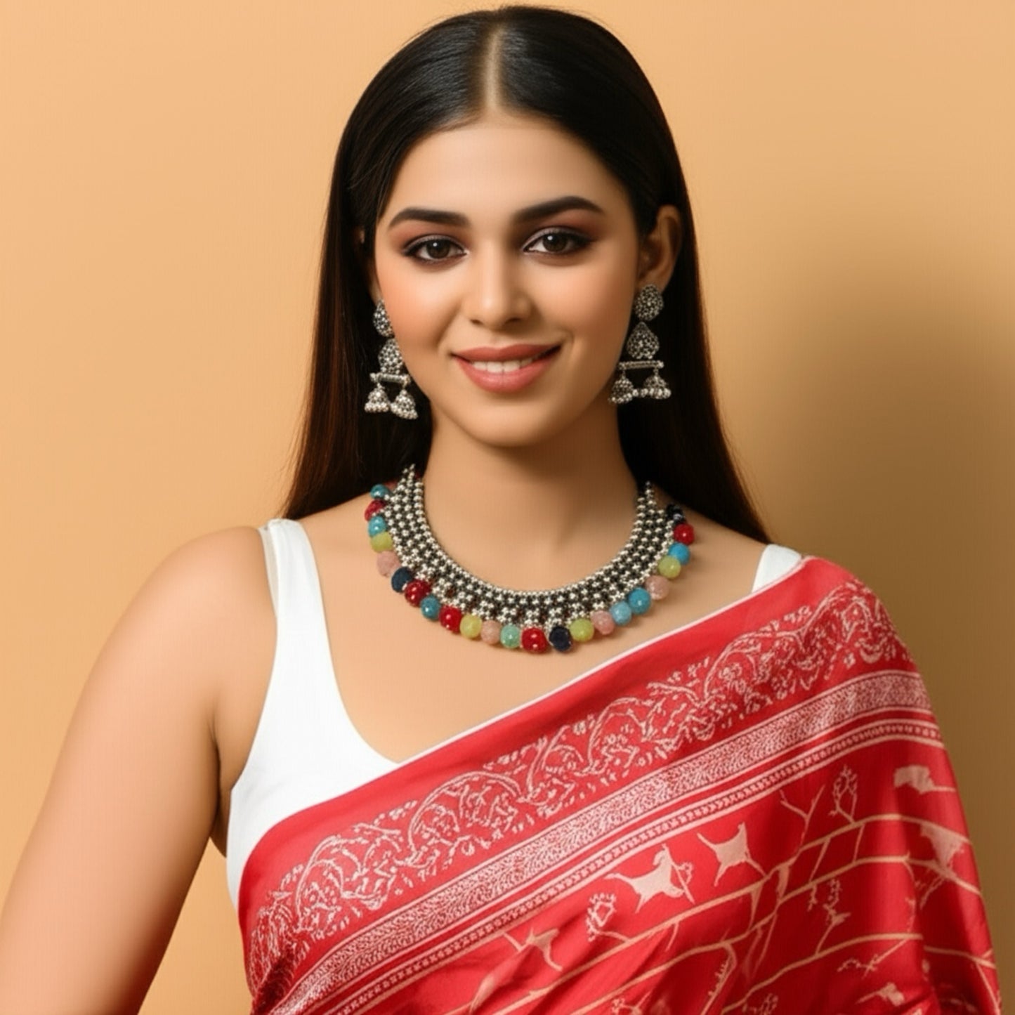 93999-NSO Classic Necklace With Oxidised Plating-Multi