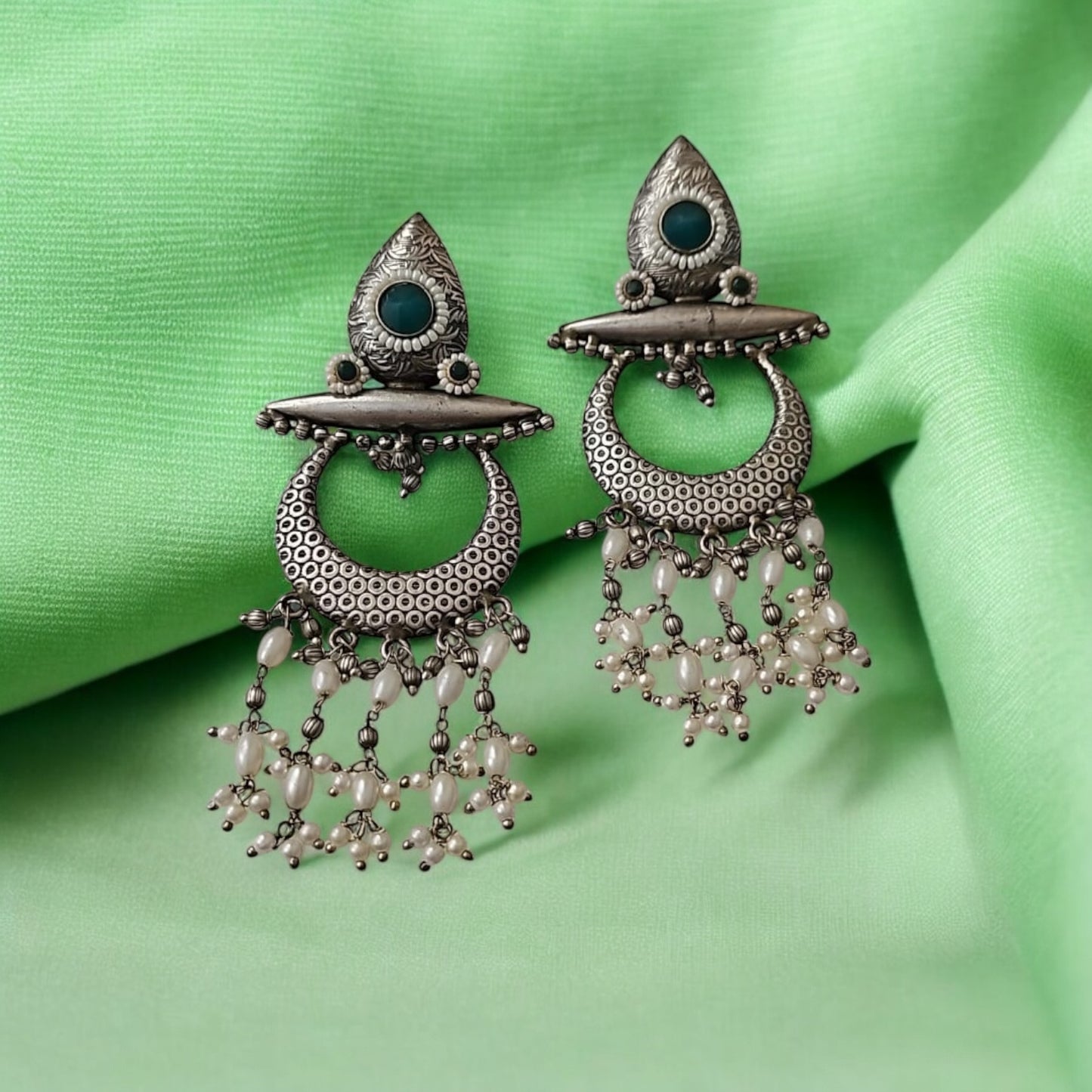 808360 Pretty Precious Fashion Oxidised Silver Stylish Party Wear Earrings for Women and Girls
