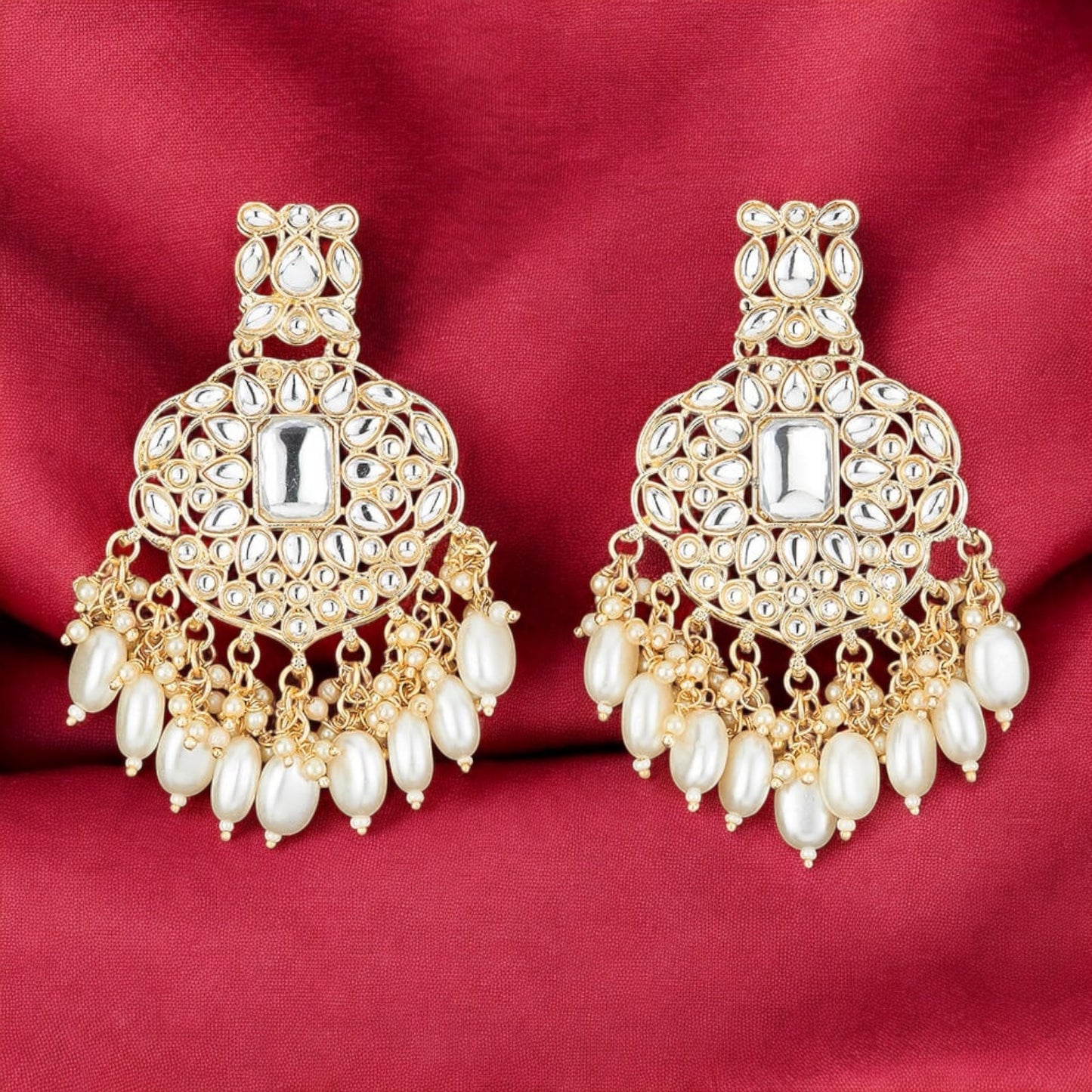 109025-Indo Western (Kundan) Earring-White