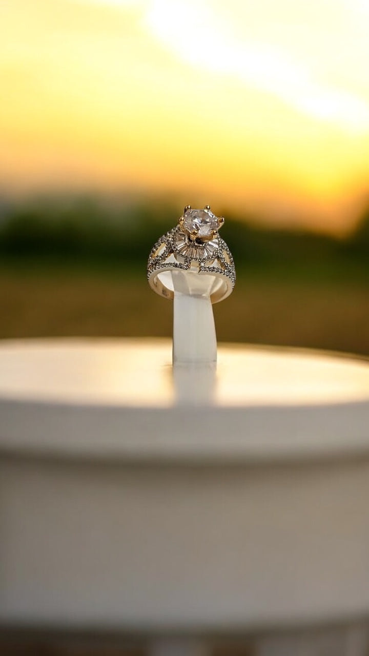 426251 Cz Adjustable Ring 2 Tone