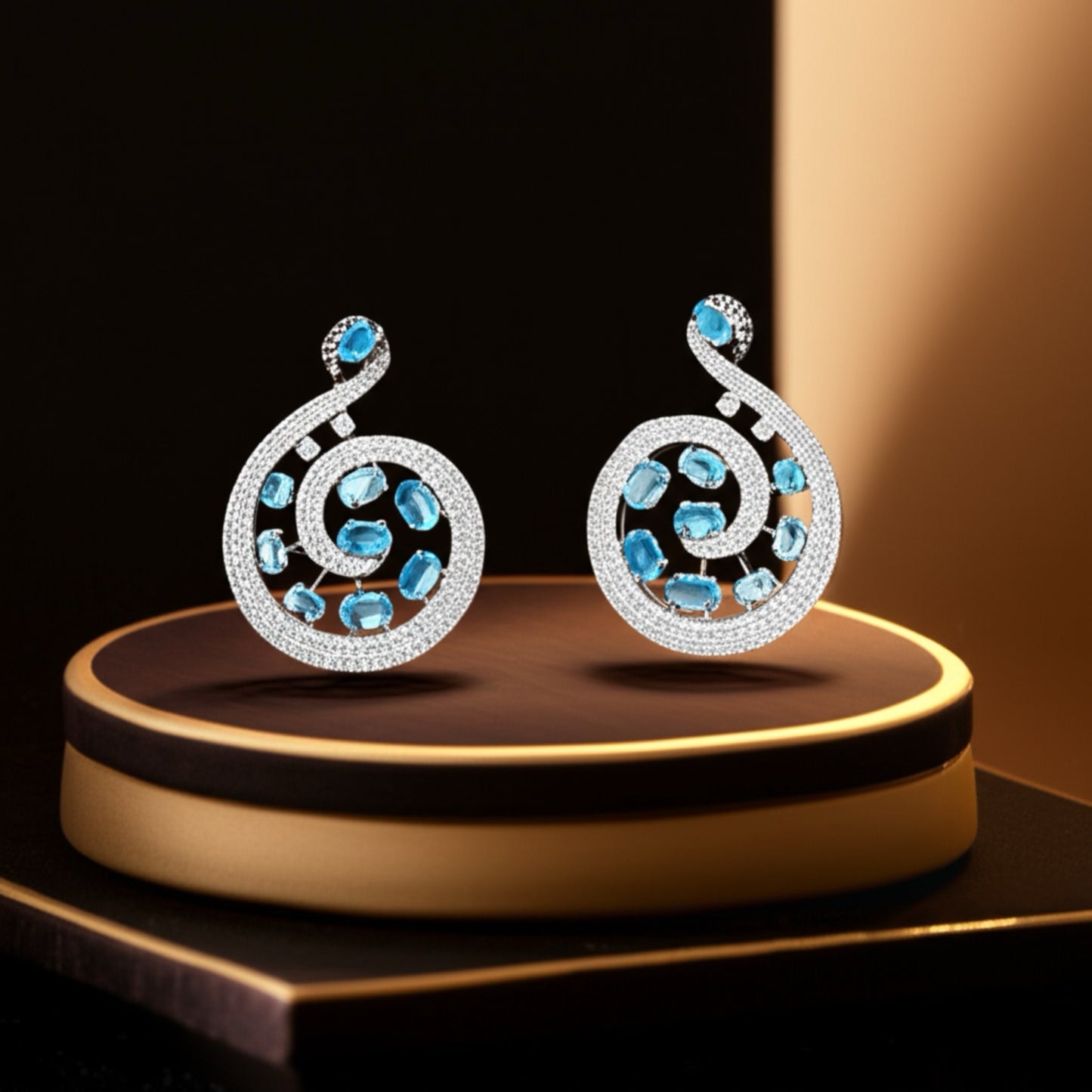 430234 Earring With Black Plating- Blue