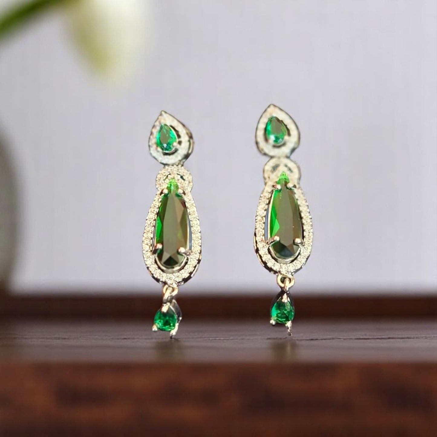 91859-ER CZ Earring With Gold/Rhodium Plating