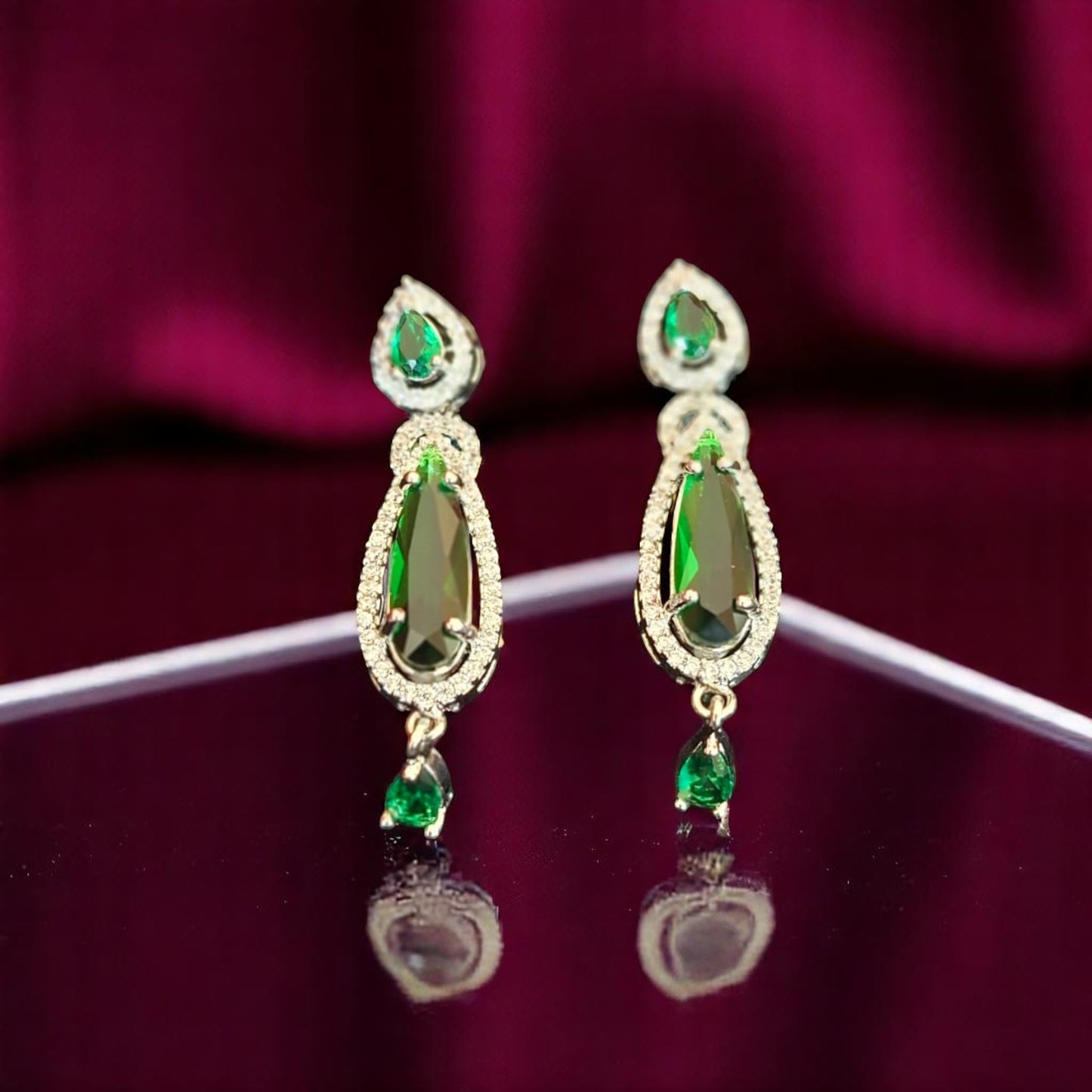 91859-ER CZ Earring With Gold/Rhodium Plating