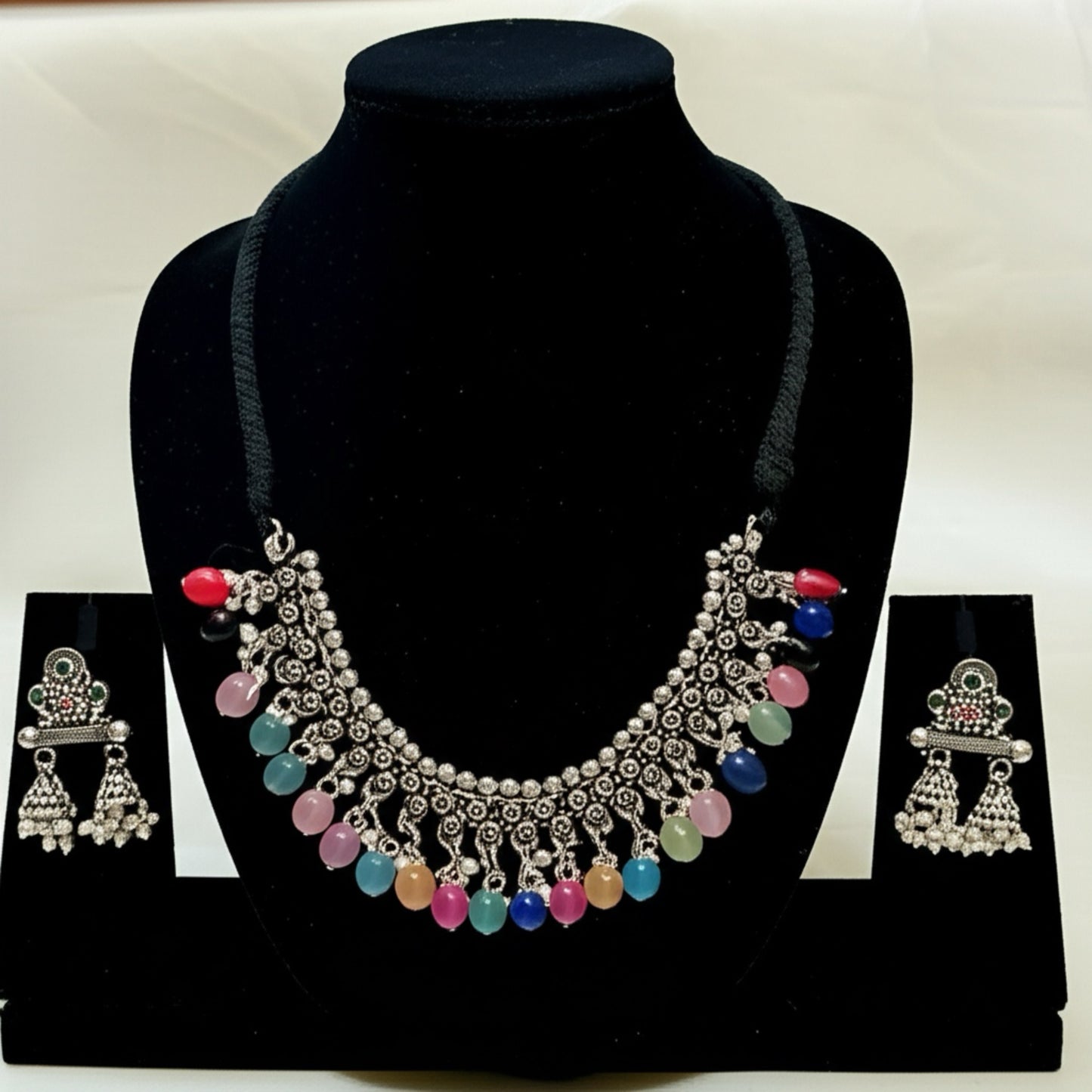 93999-NSO Classic Necklace With Oxidised Plating-Multi