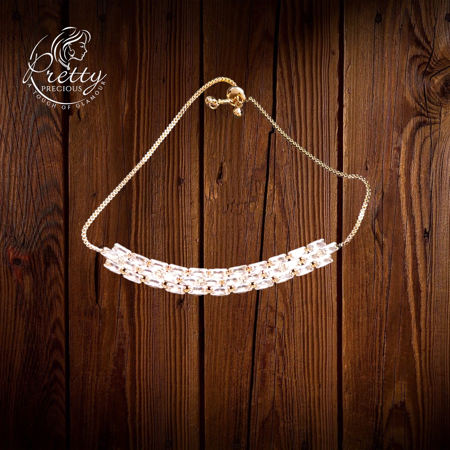 92009BR Cubic Zirconia Adjustable Bracelet