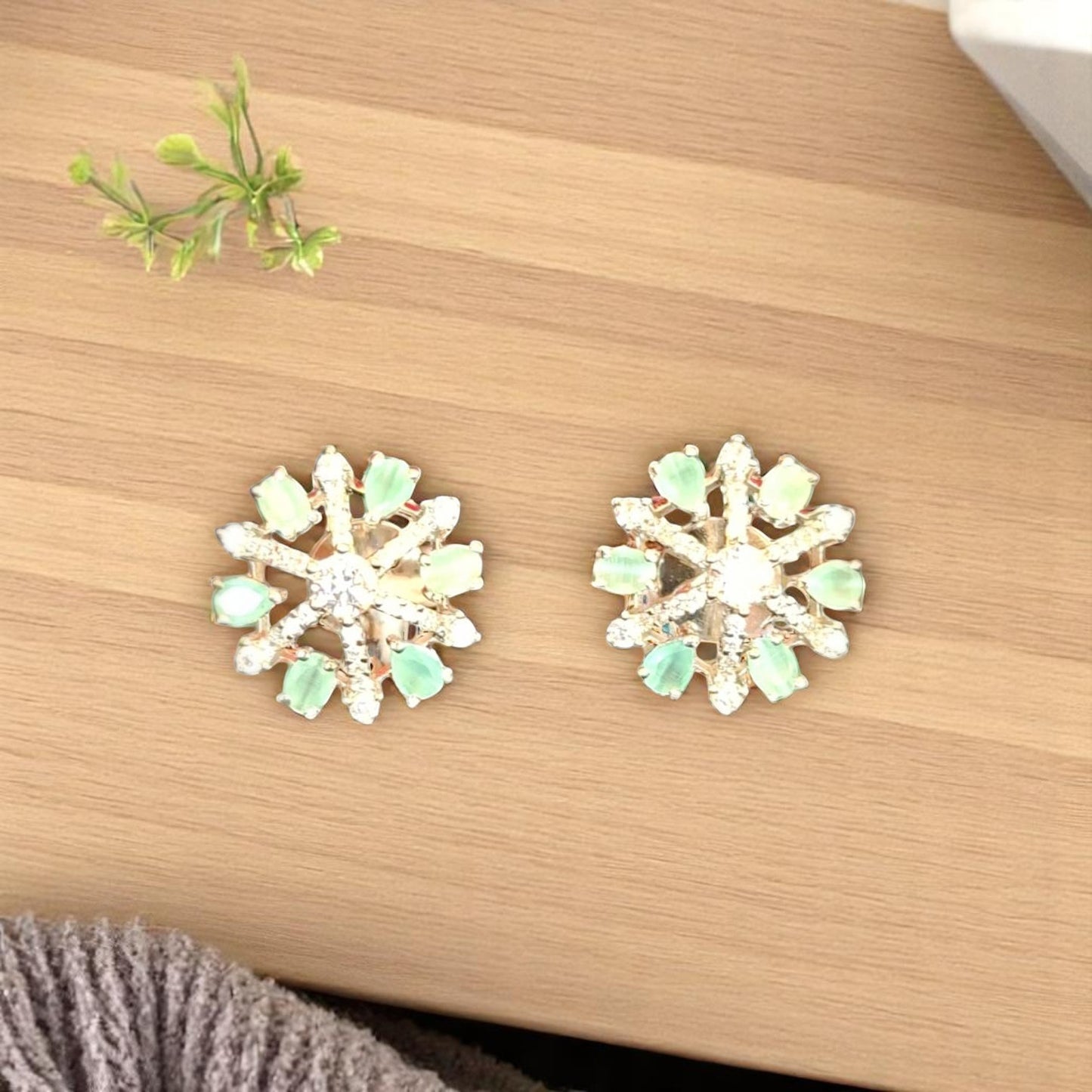 92459-ER CZ Earring With Gold/Rhodium Plating-Mint