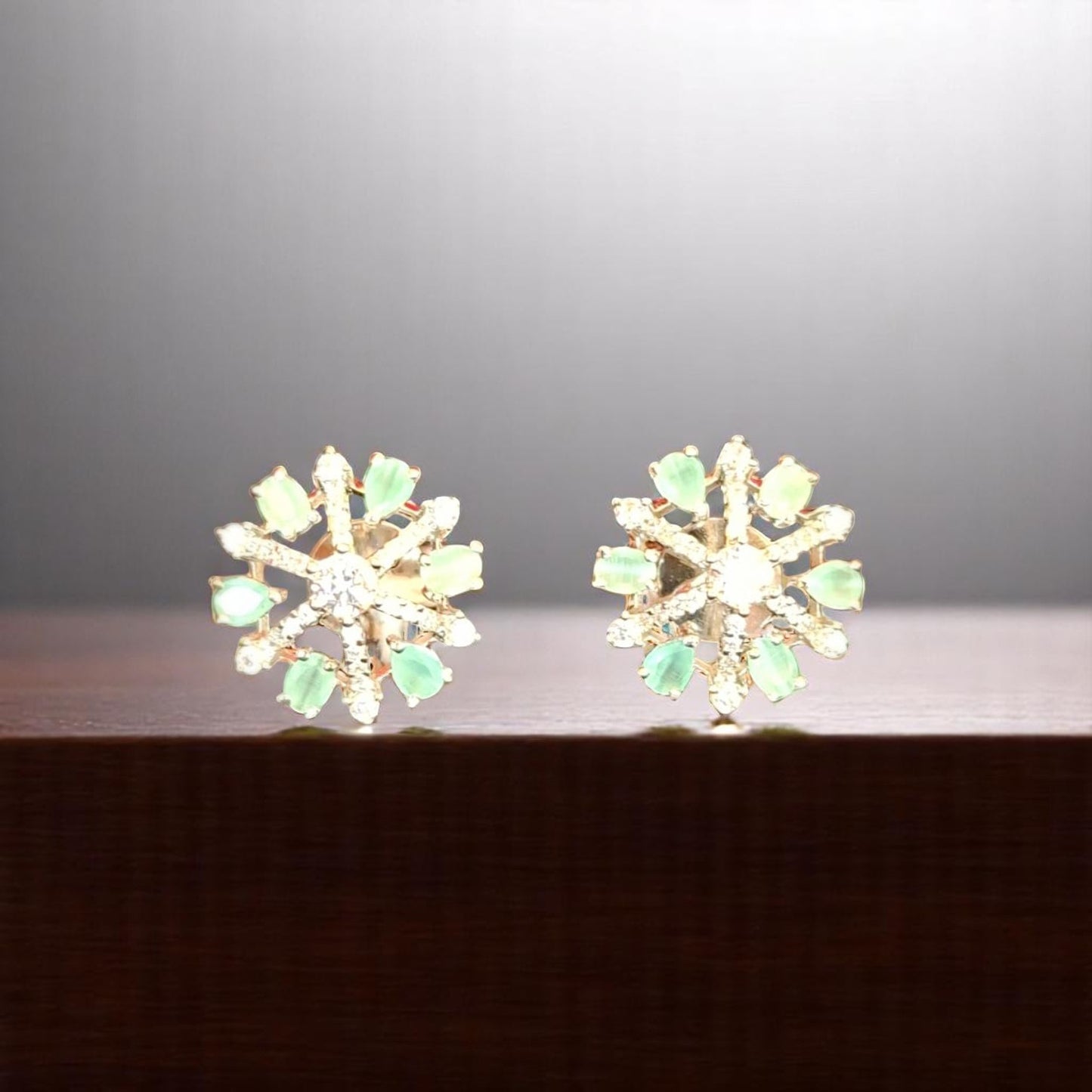 92459-ER CZ Earring With Gold/Rhodium Plating-Mint