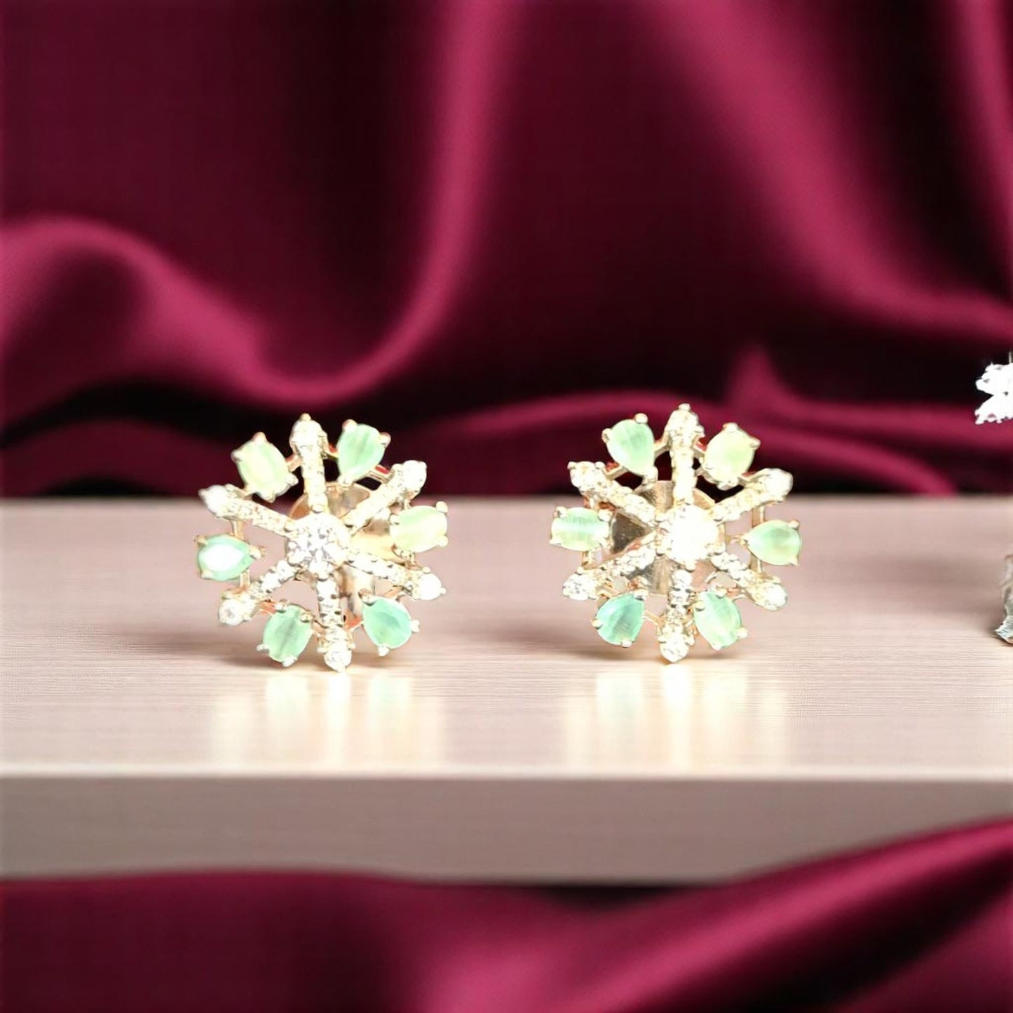 92459-ER CZ Earring With Gold/Rhodium Plating-Mint