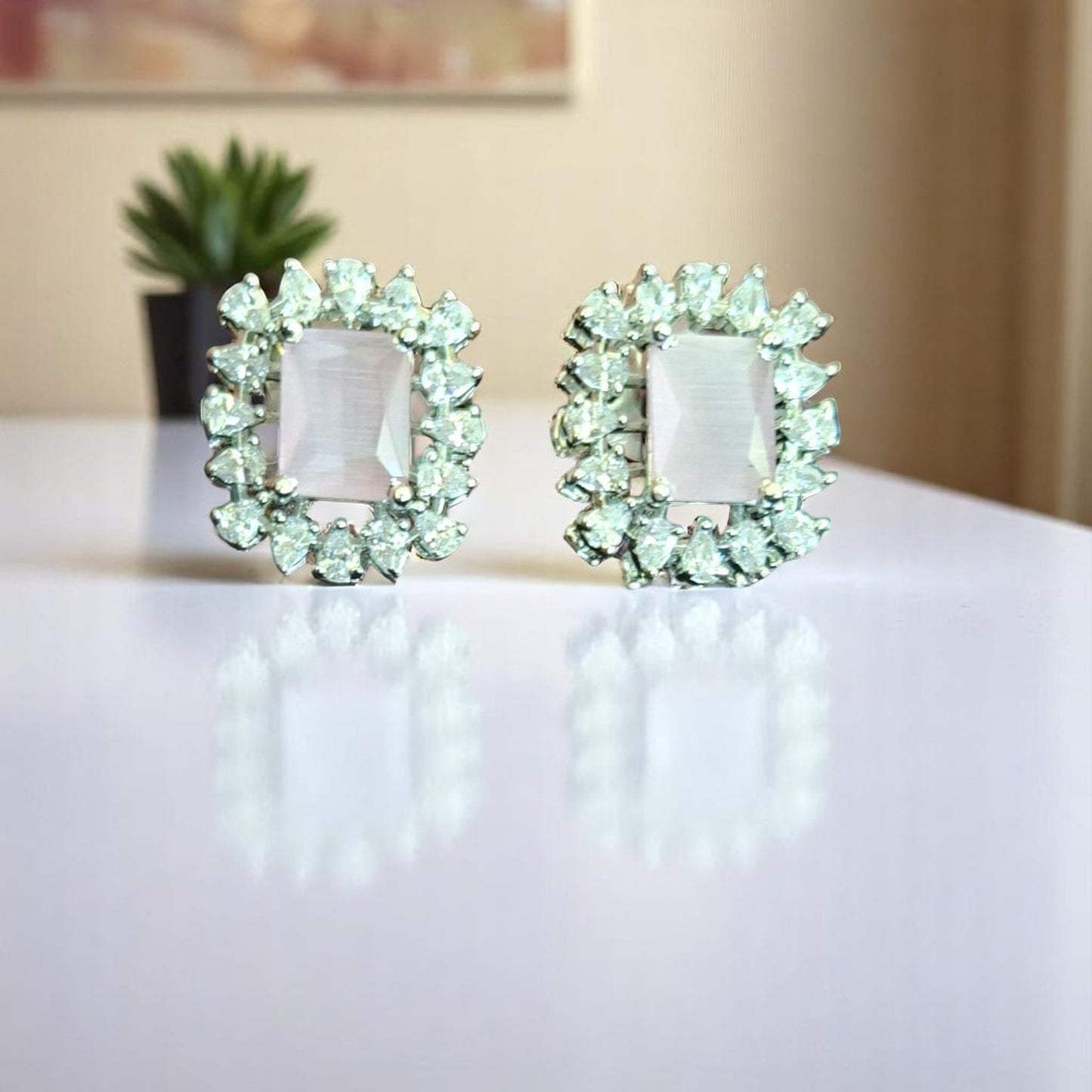 92509-ER CZ Earring With Gold/Rhodium Plating