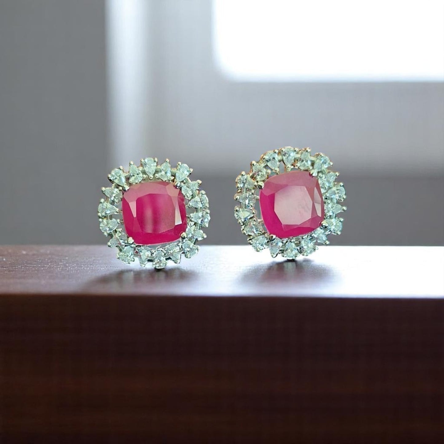 93259-ER CZ Earring With Gold/Rhodium Plating-Design 1
