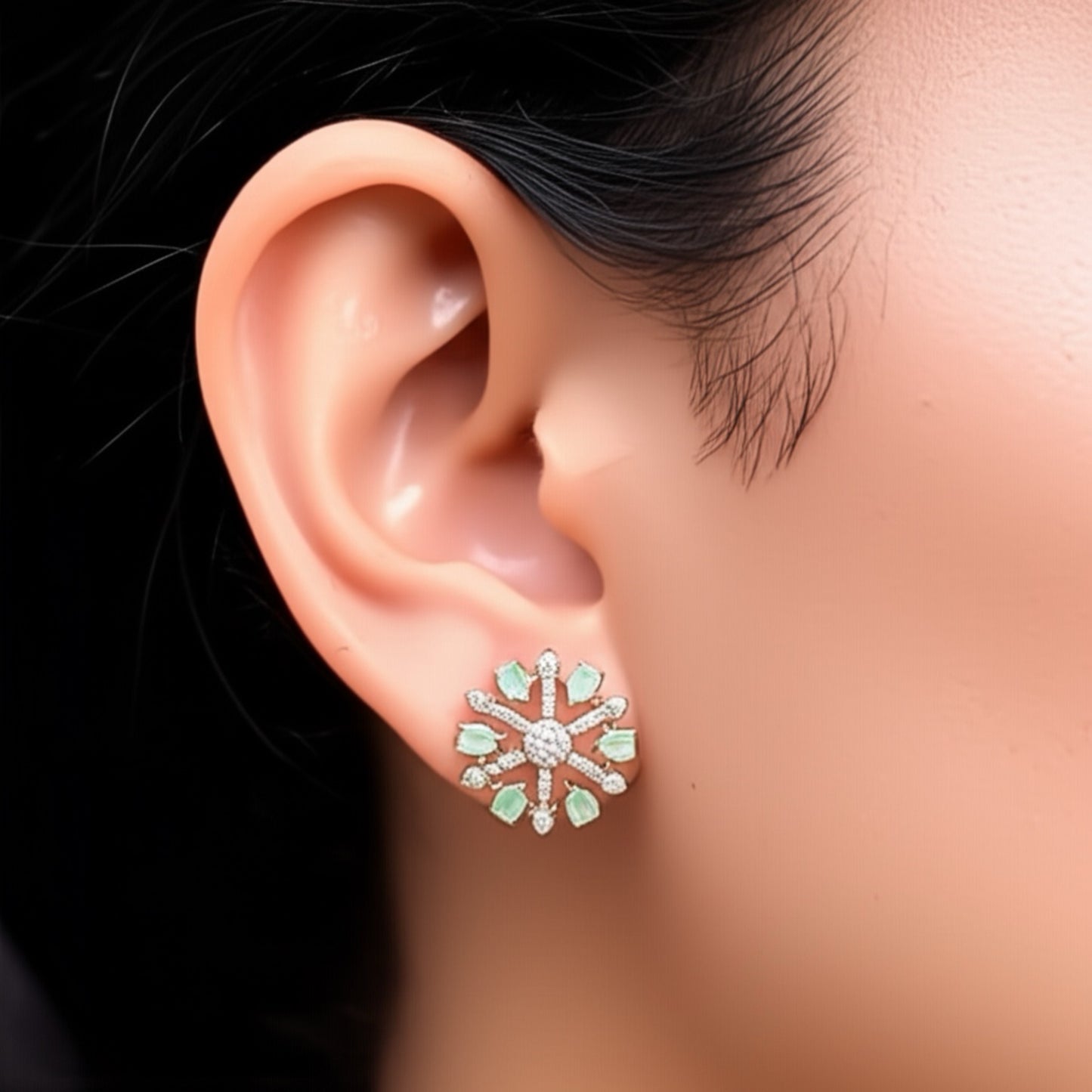 92459-ER CZ Earring With Gold/Rhodium Plating-Mint