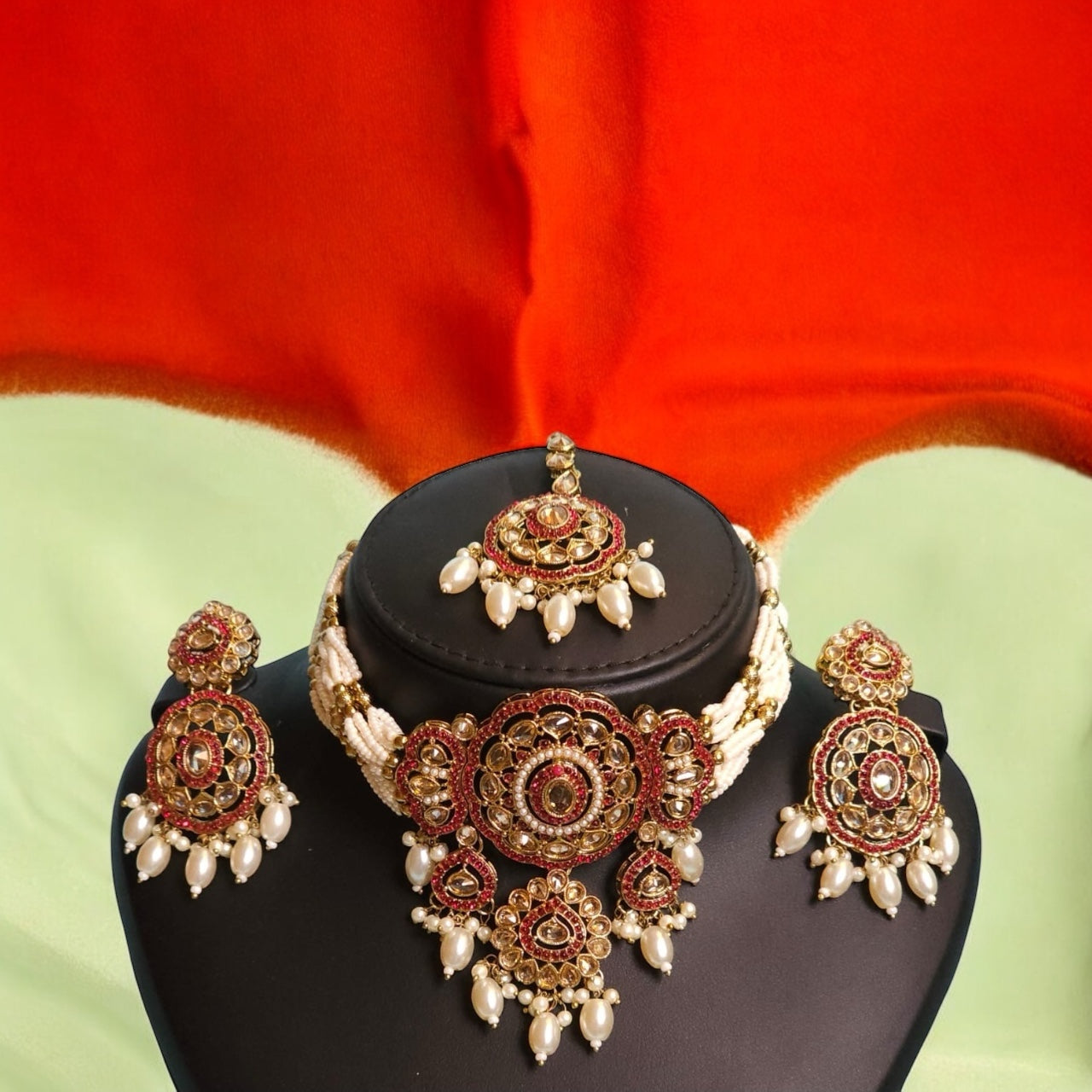 98709-NS Cz Delicate Necklace Maroon