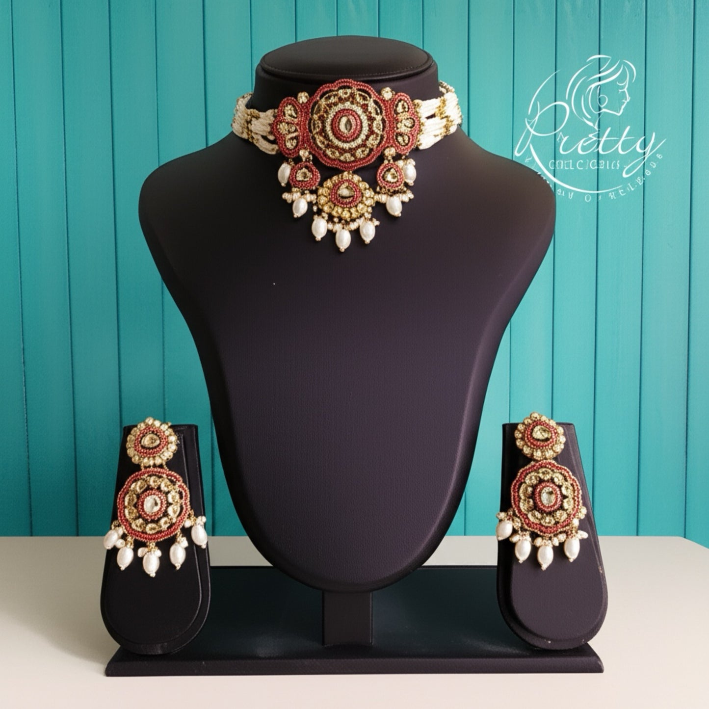98709-NS Cz Delicate Necklace Maroon