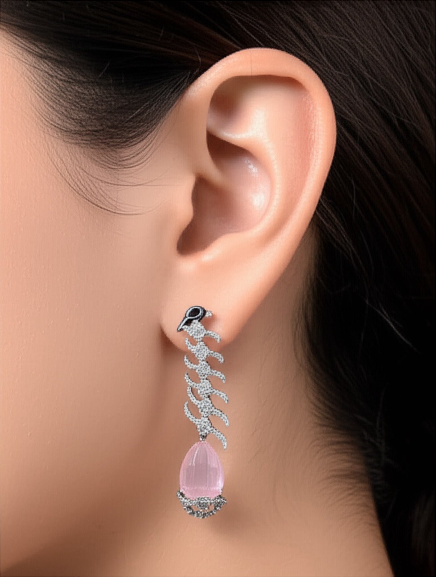 432324 Earring With Rhodium Plating-Pink