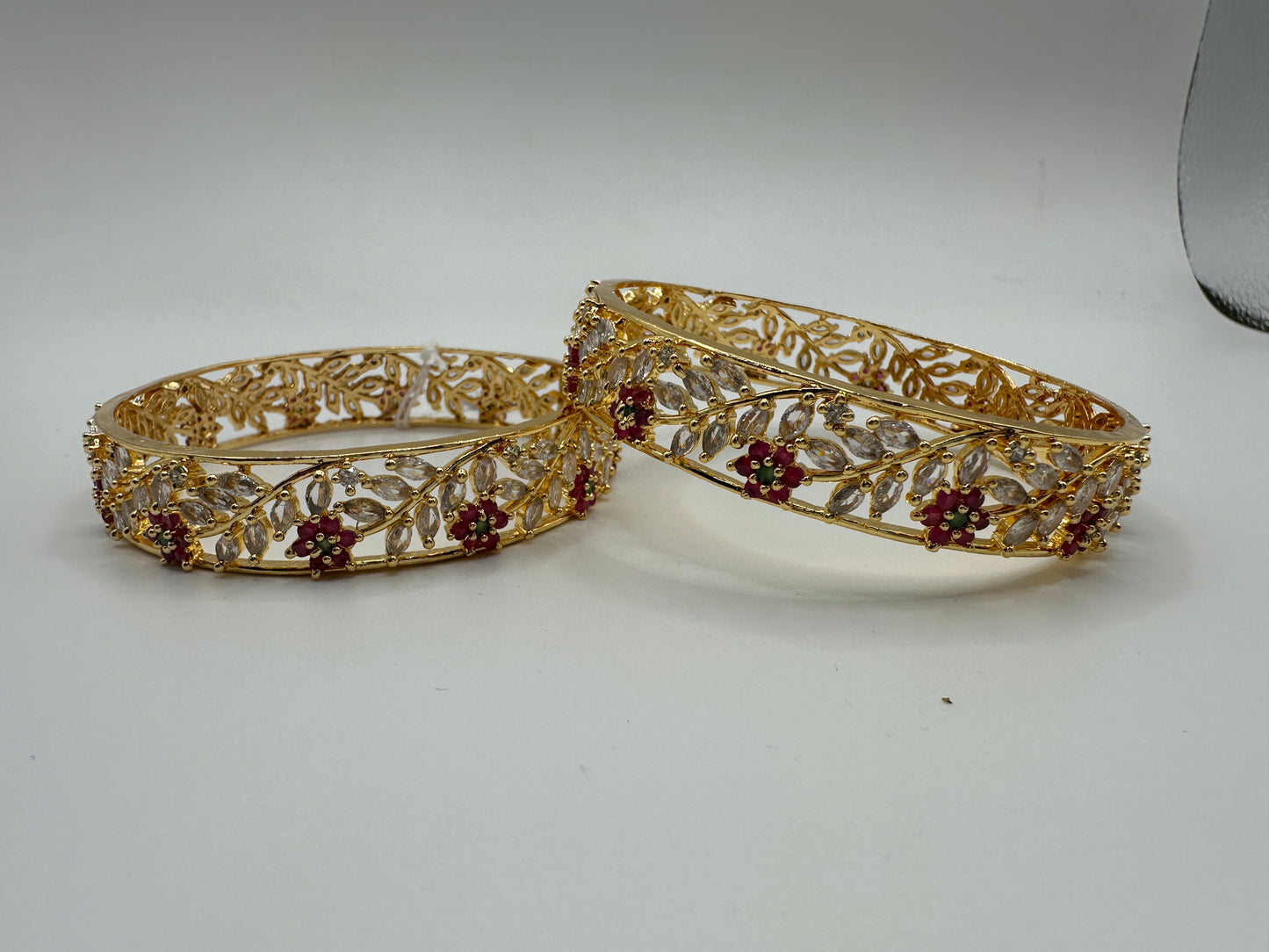 1019 Cz Classic Bangles-Size 2.8-Ruby White
