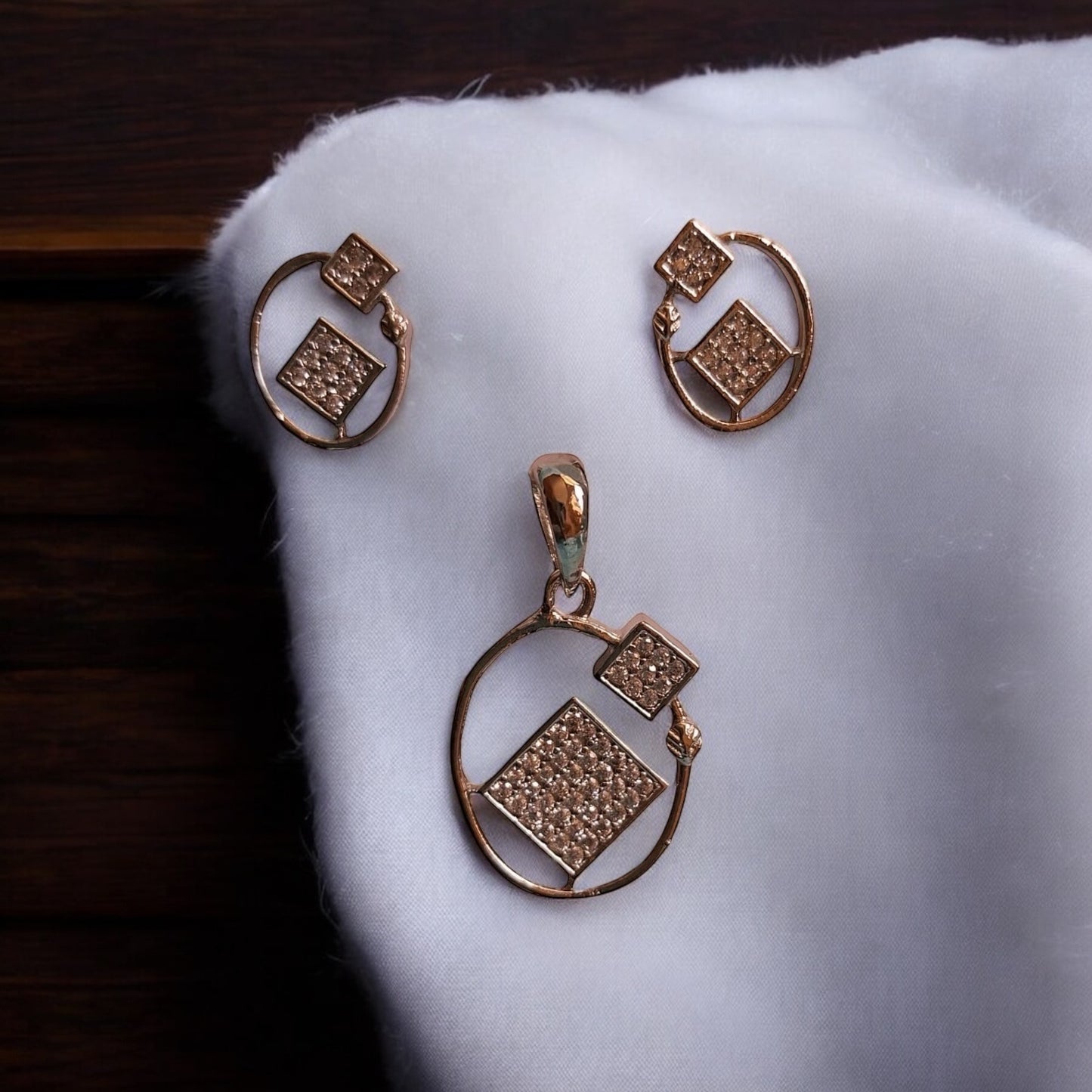 432974-American Diamond Delicate Pendant Set With Rhodium Plating