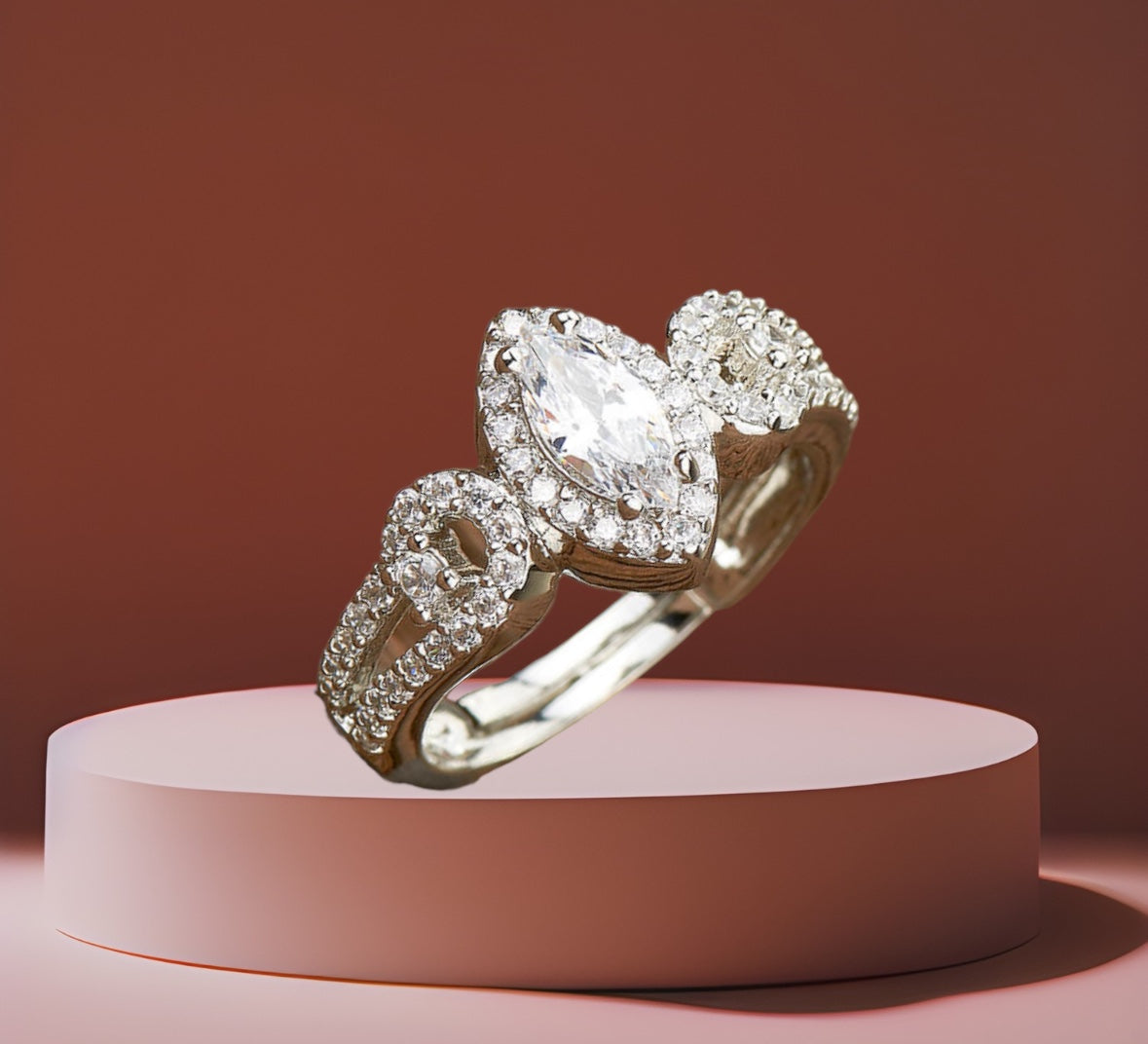 429427-Cz Delicate Ring With Rhodium 2 Tone Plating-Silver