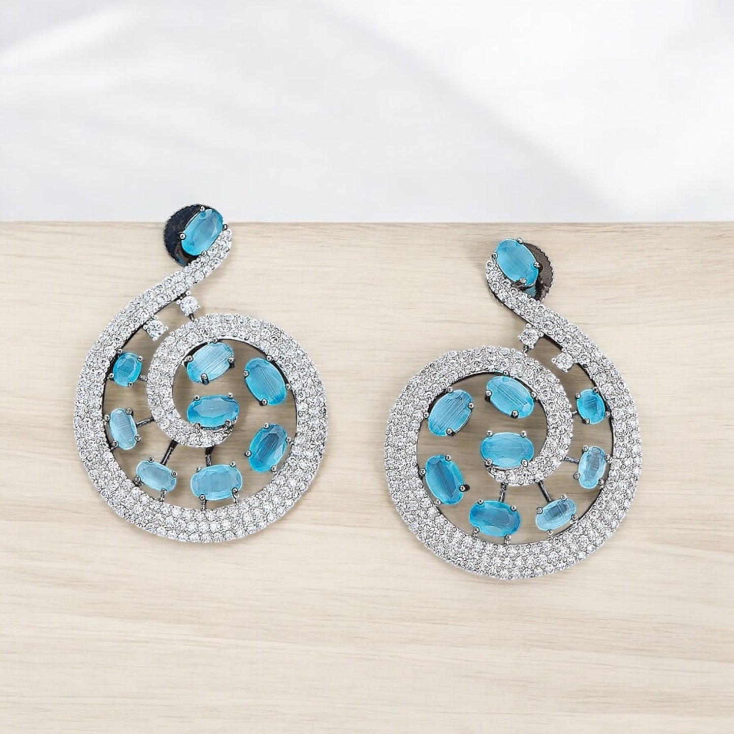 430234 Earring With Black Plating- Blue
