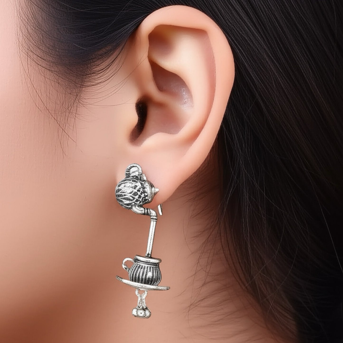 806189 Trendy Earring With Oxidised Plating