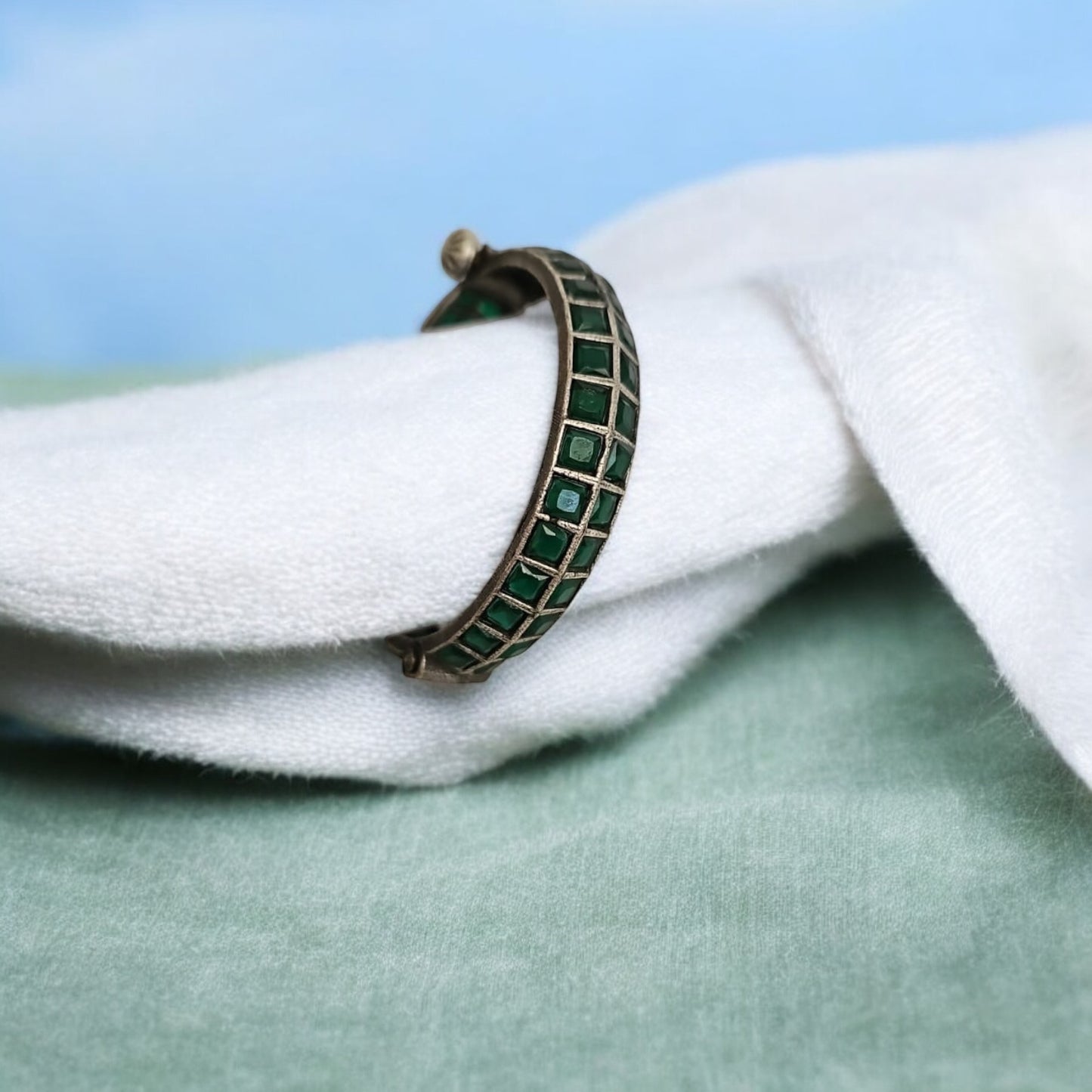 92009-KDO Classic Kada With Oxidized Plating- Green