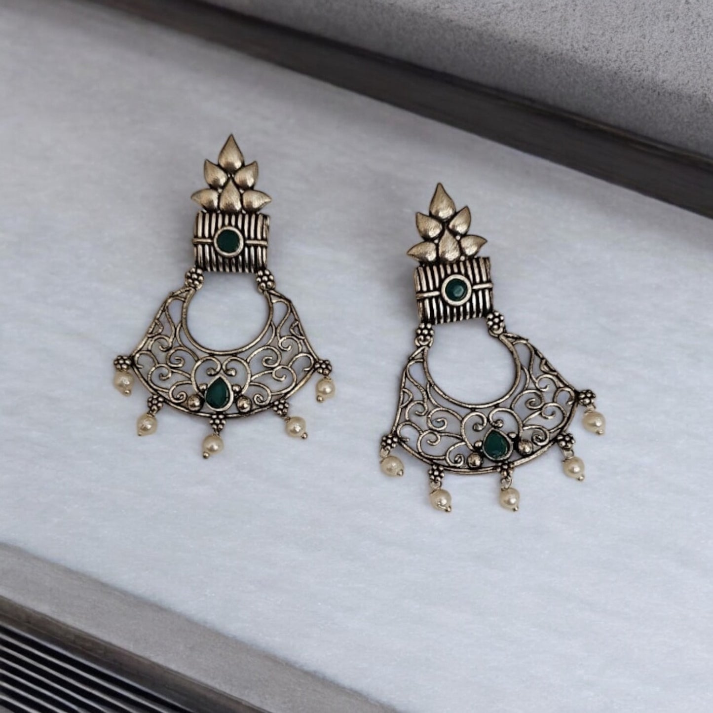 805941 Pretty Precious Fashion Oxidised Silver Stylish Party Wear Earrings for Women and Girls