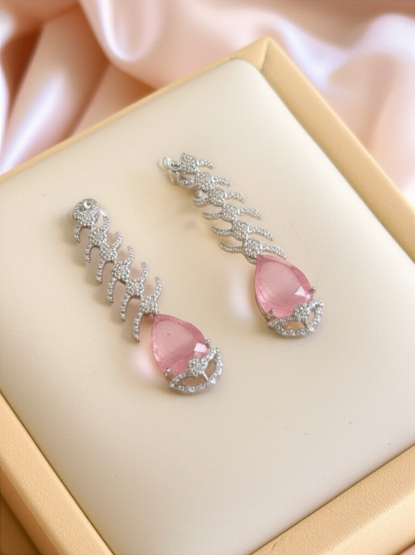 432324 Earring With Rhodium Plating-Pink