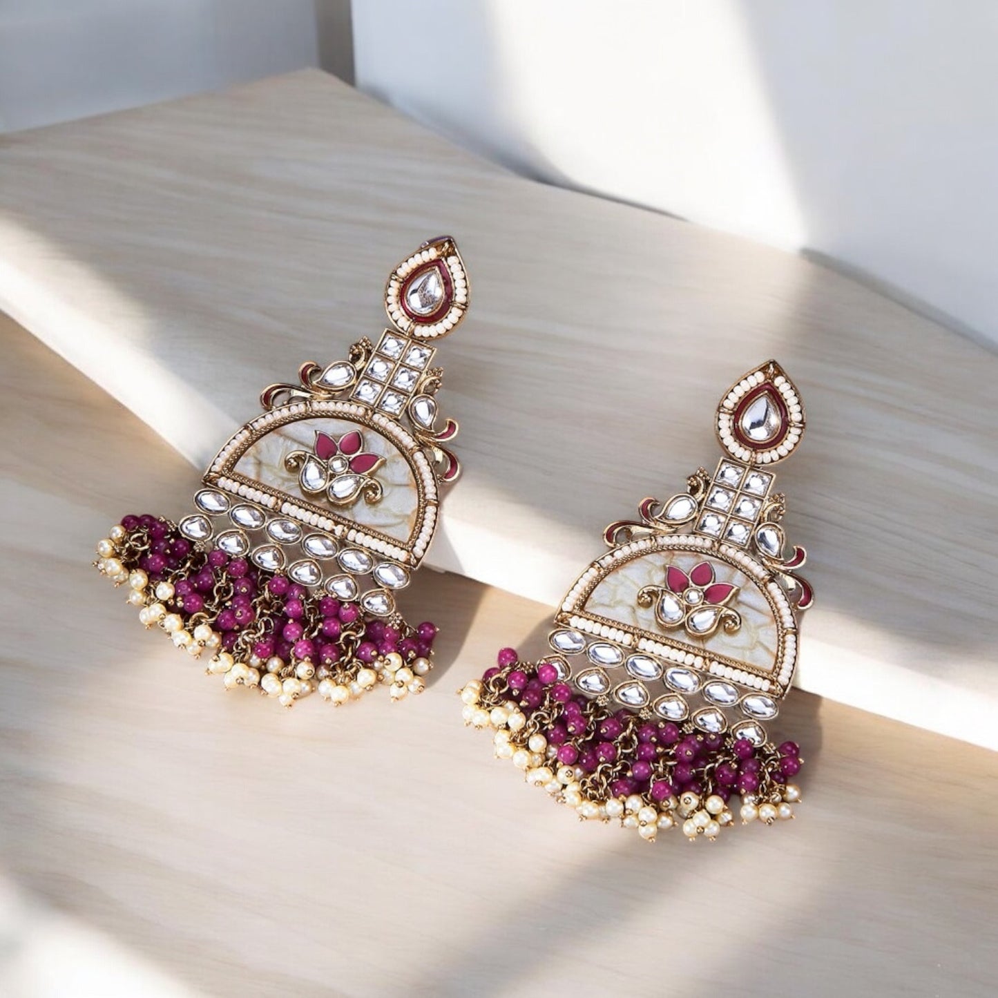 111346-Indo Western (Kundan) Earring-Purple