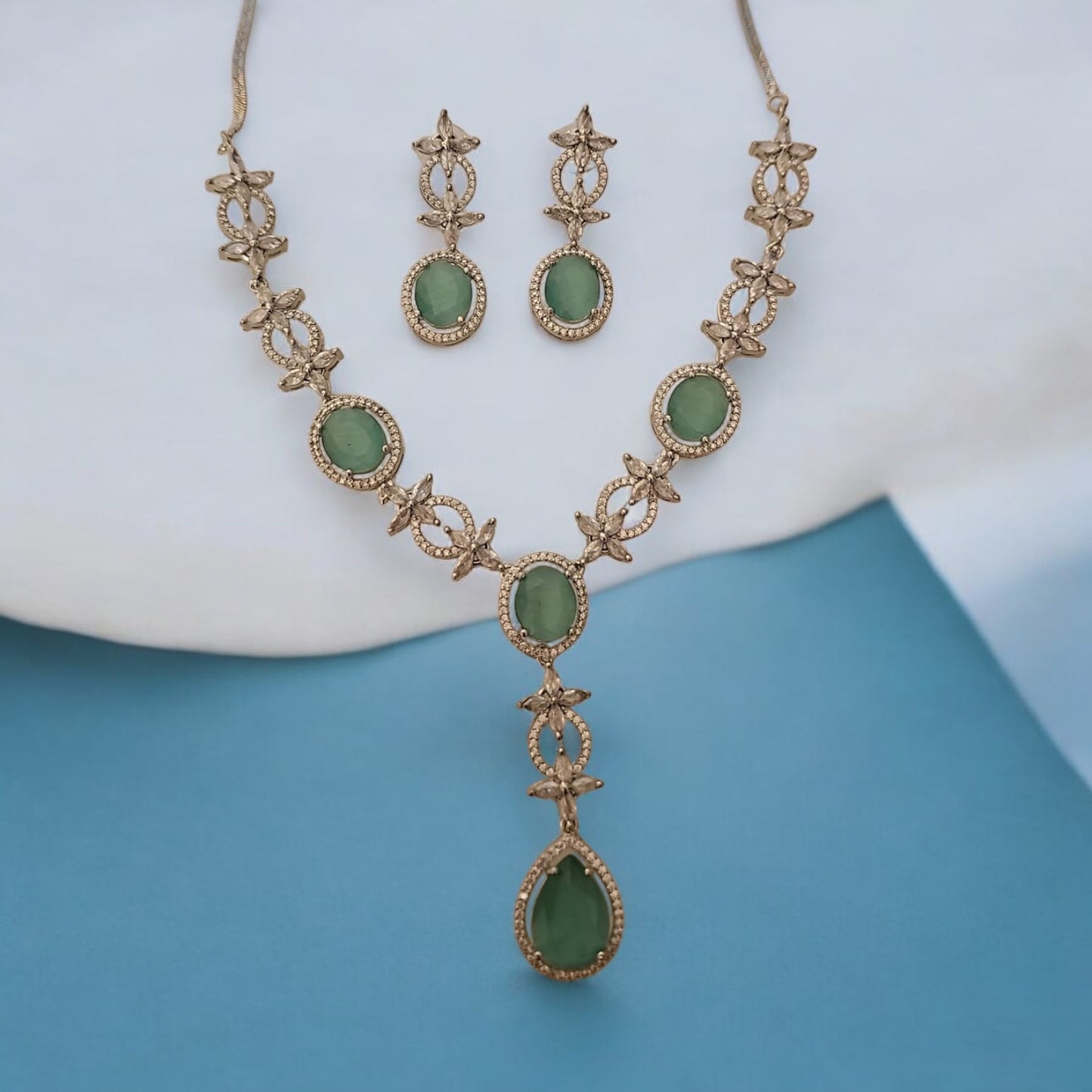 95959-NS Cz Delicate Necklace-Mint