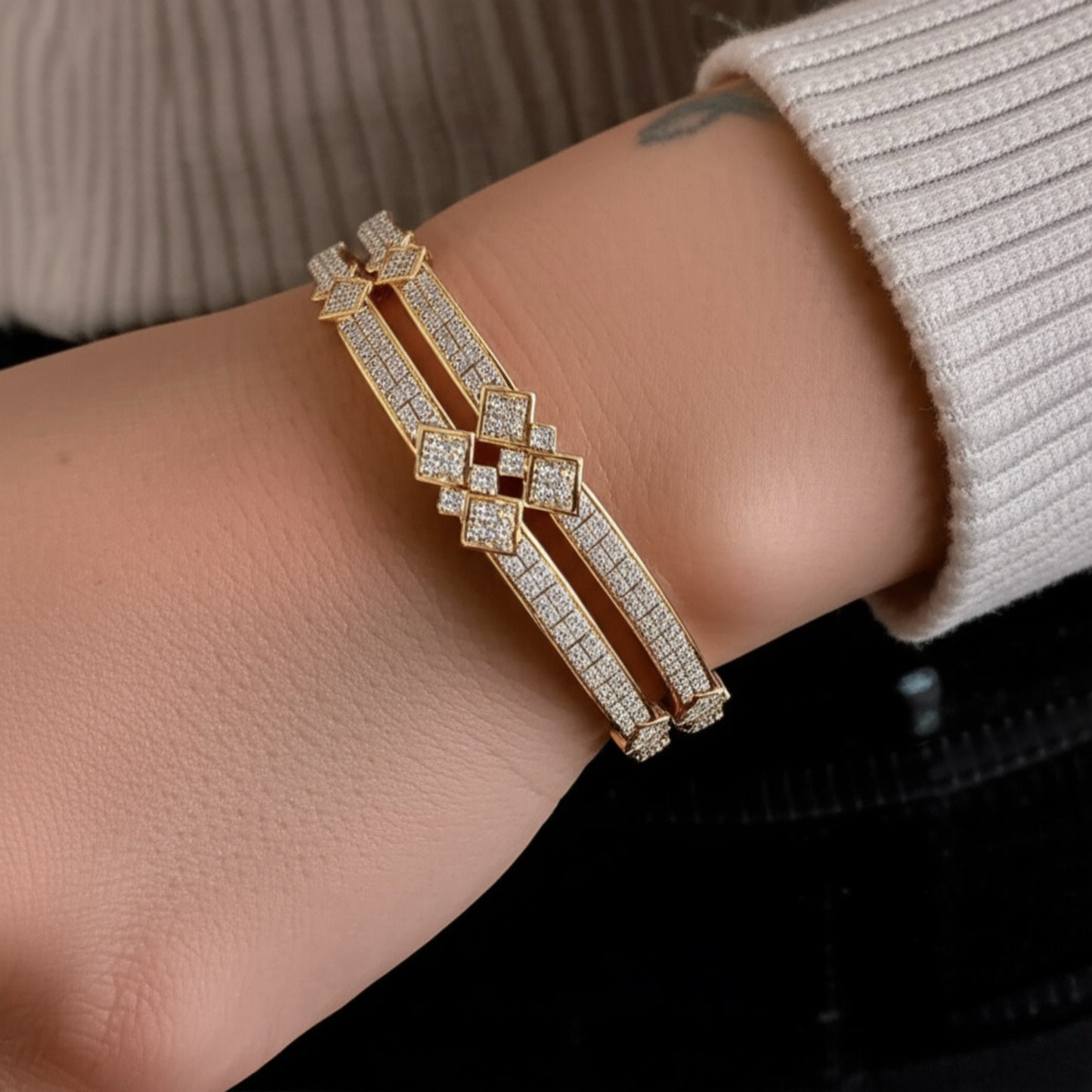 432785 Cz Bangles With Gold Plating-Size 2.6