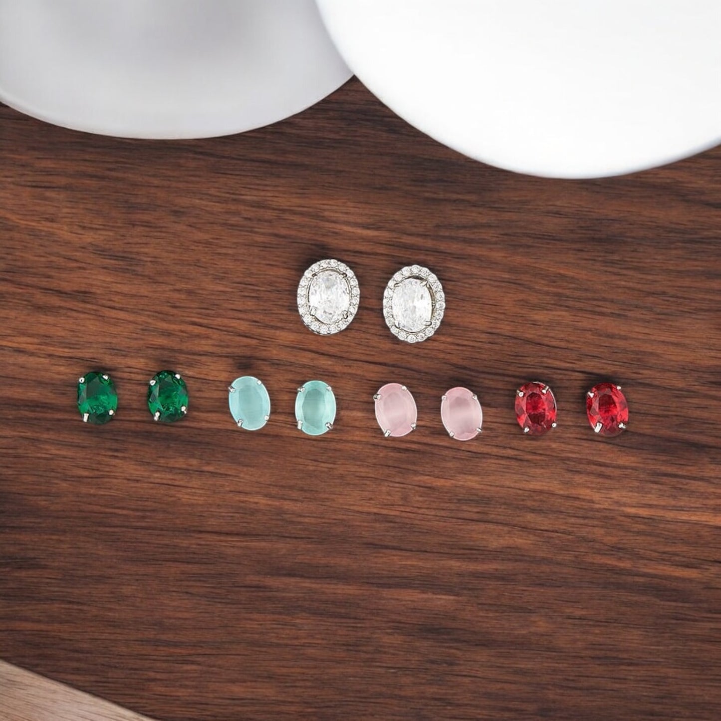 421773 Cz Changeable Stone Earring With Rhodium Plating