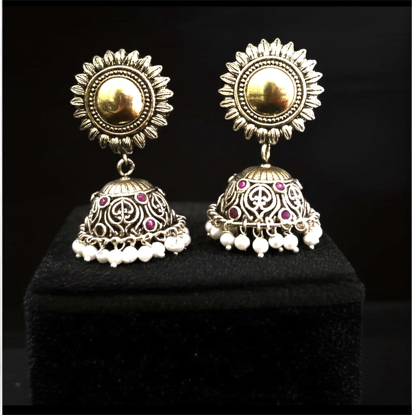 809098 Pretty Precious Fashion Oxidised Silver Stylish Party Wear Earrings for Women and Girls