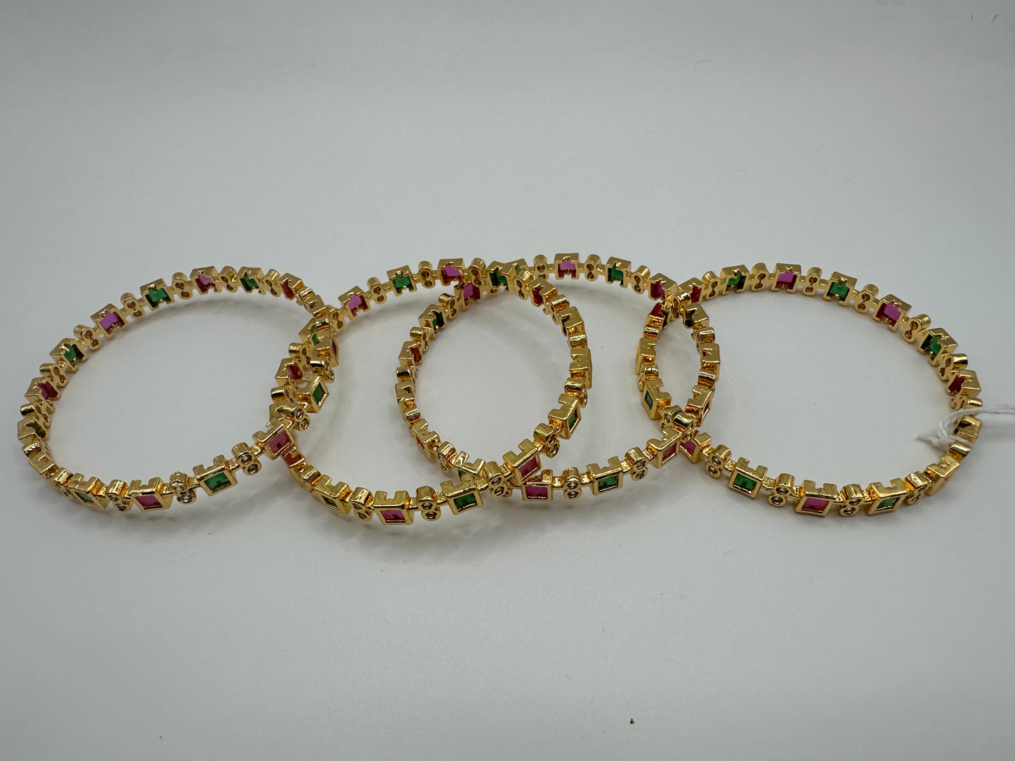 1008 Cz Classic Bangles-Size 2.6- Ruby Green