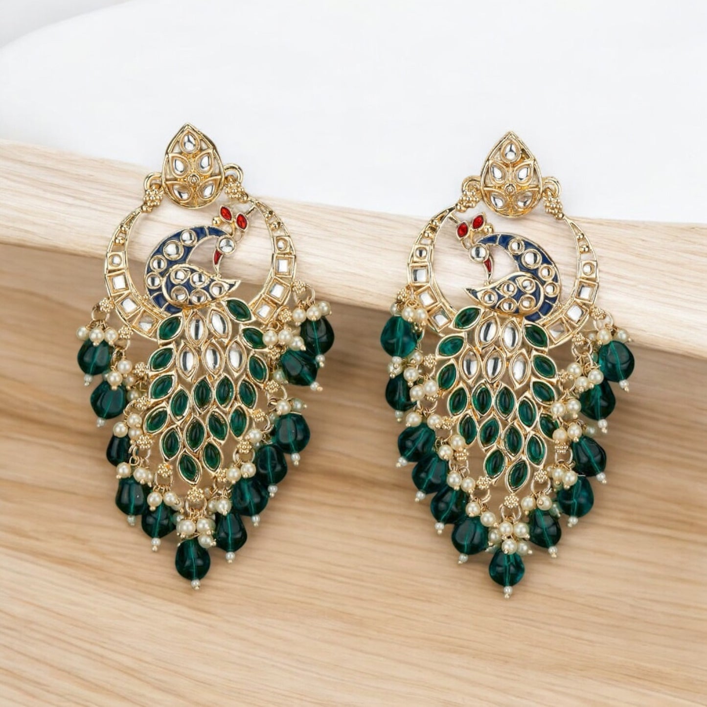 110625-Indo Western (Kundan) Earring-Green