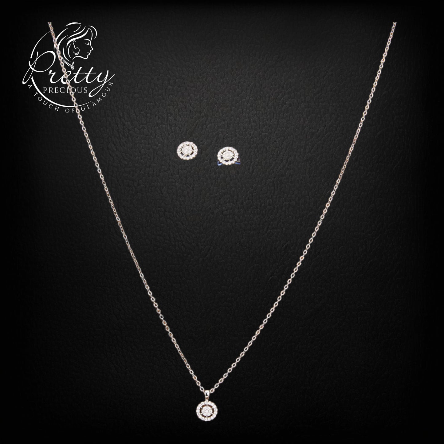 429703 Cubic Zirconia Delicate Pendant Set With Rose Gold Rhodium Gold Plating-Silver