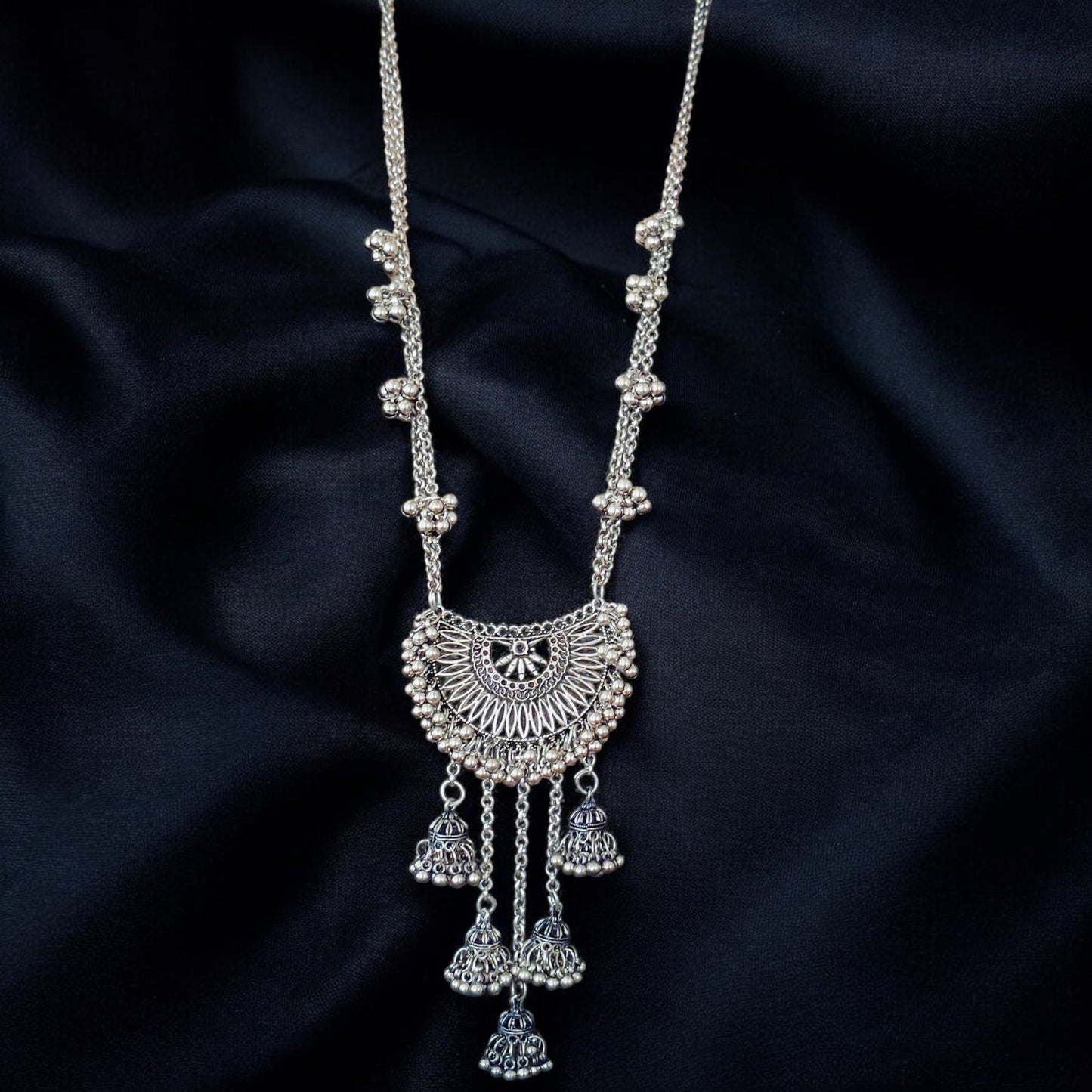 92509-NSO Classic Necklace With Oxidised Plating-Design 3