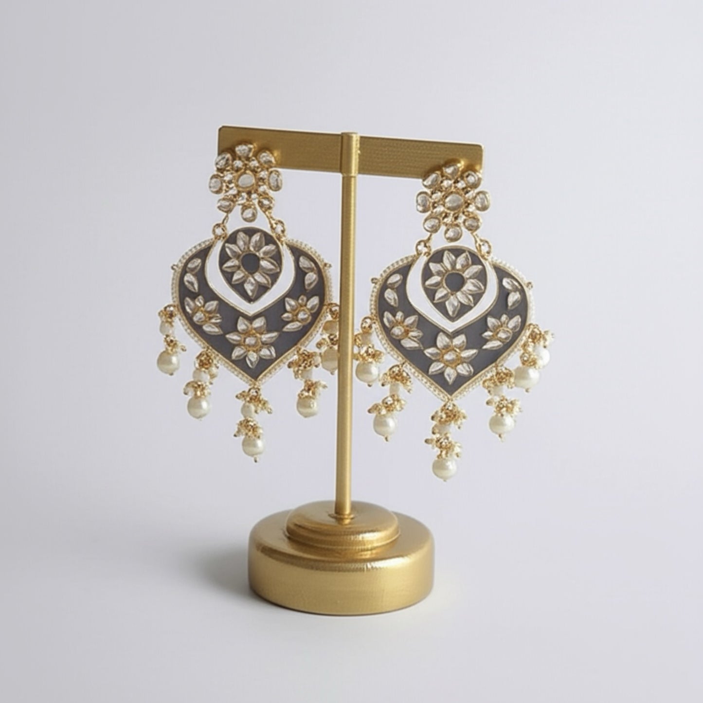 35160-Indo Western (Kundan) Earring-Grey