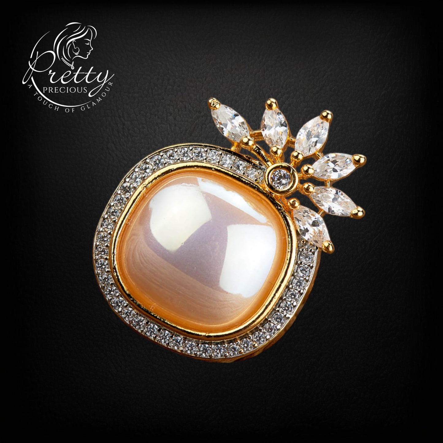 430118-Cz Adjustable Ring With Rhodium 2 Tone Plating-2 Tone