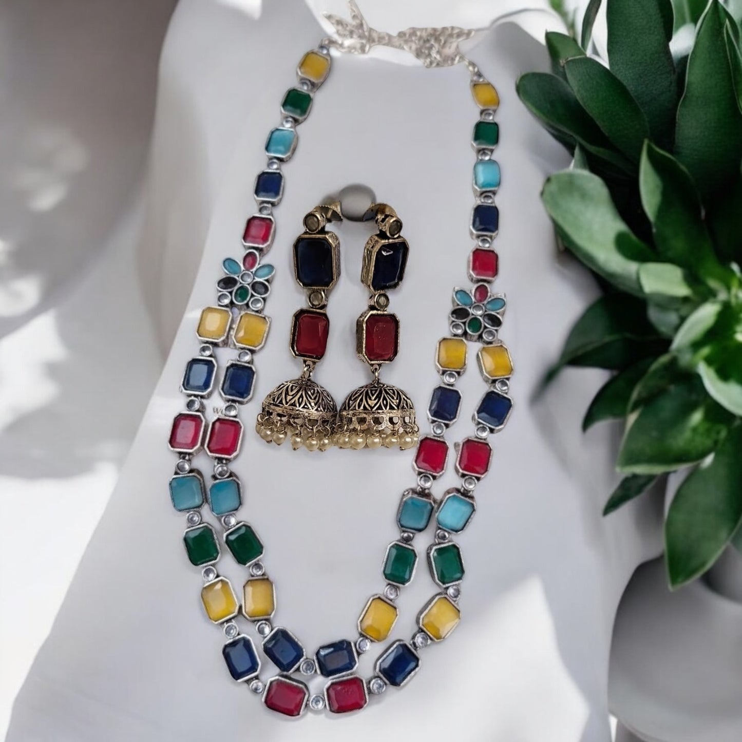 97999-NSO Classic Necklace With Oxidised Plating-Multi