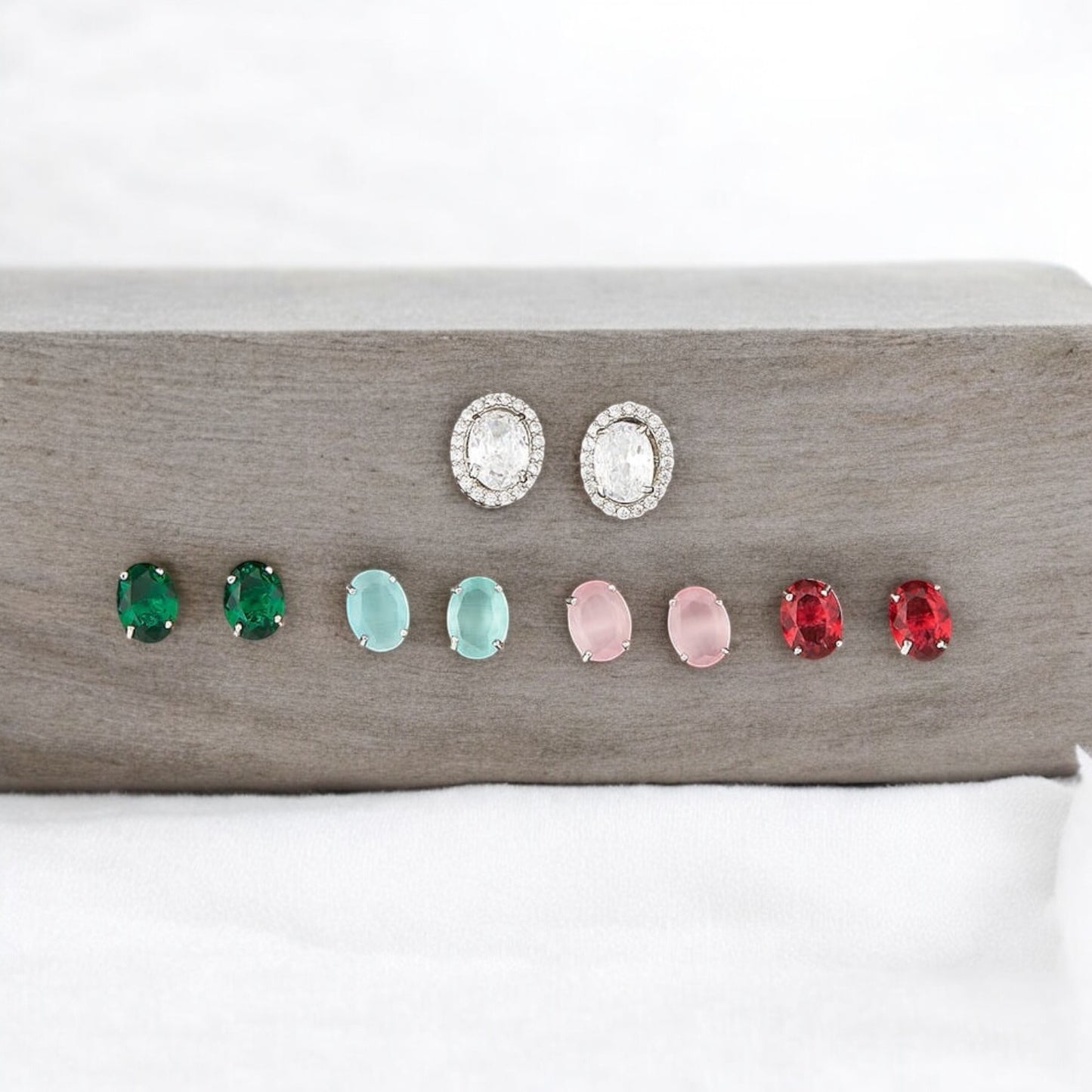 421773 Cz Changeable Stone Earring With Rhodium Plating