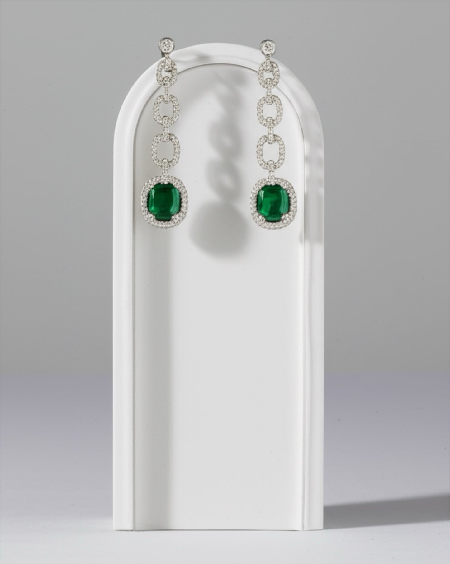 437589 CZ Earring With Rhodium Plating-Green