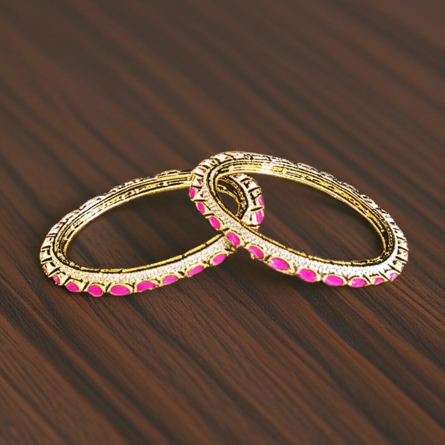 426827 Cz Classic Bangles With 2 Tone Plating-Size 2.6