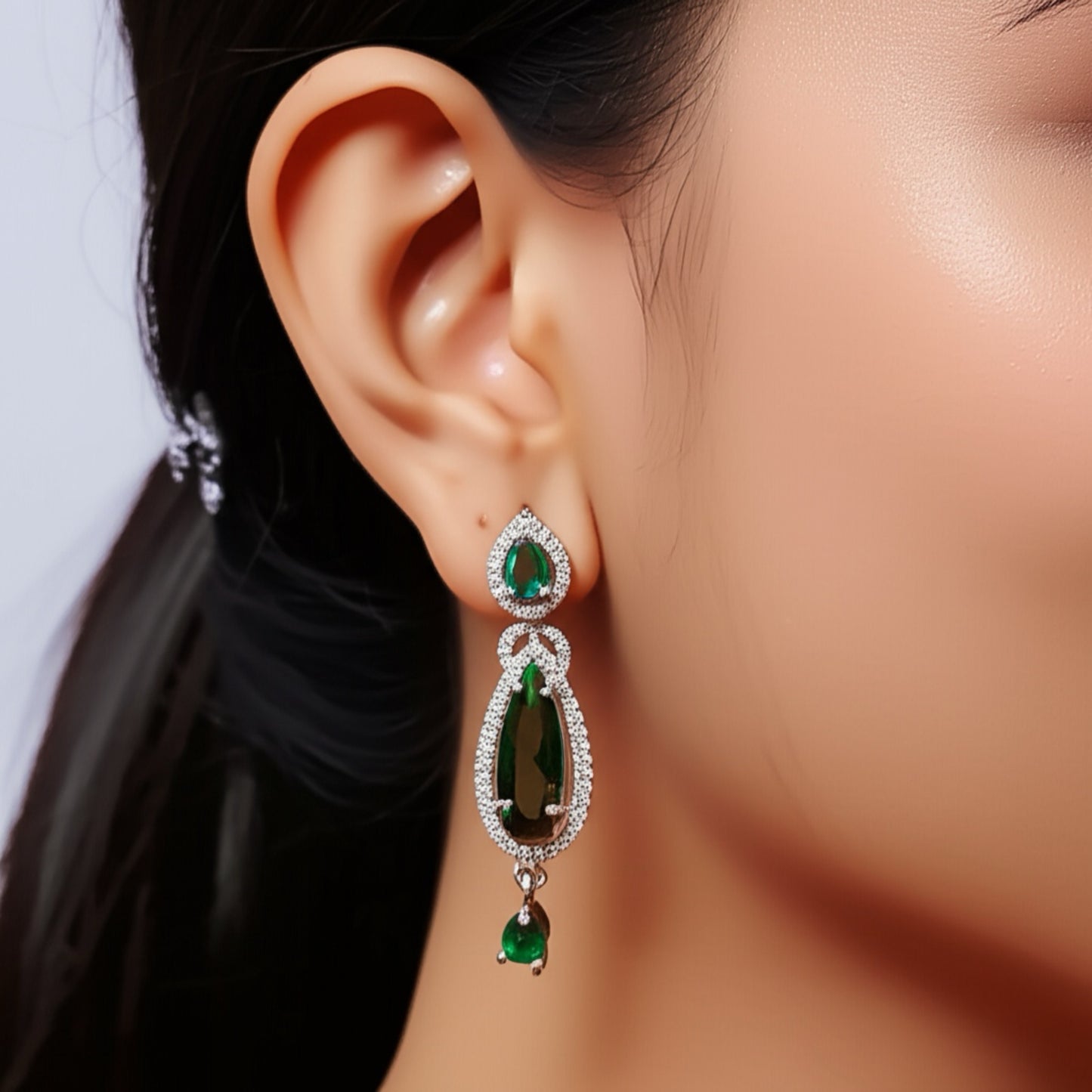 91859-ER CZ Earring With Gold/Rhodium Plating