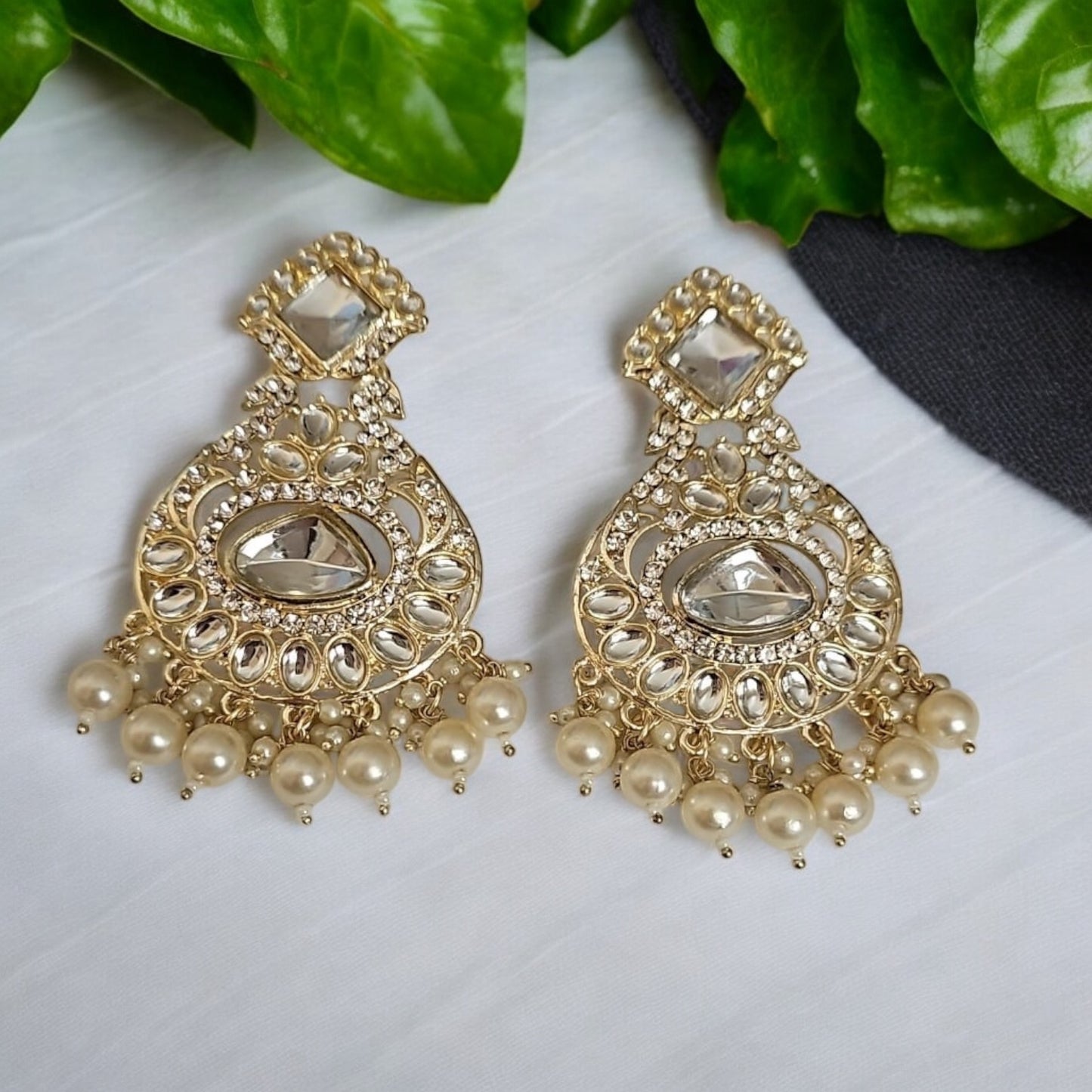 3395-Indo Western (Kundan) Earring-Pearl