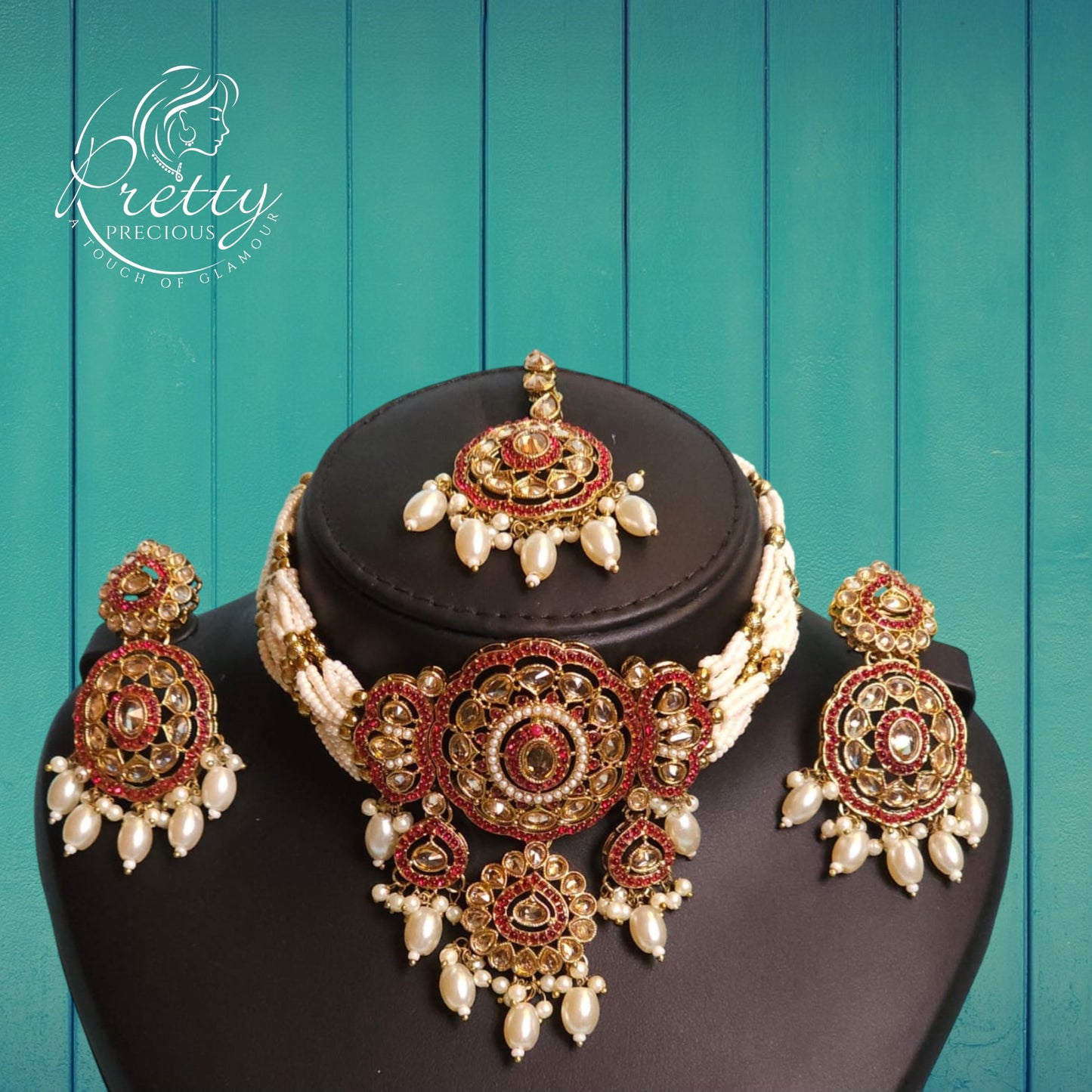98709-NS Cz Delicate Necklace Maroon