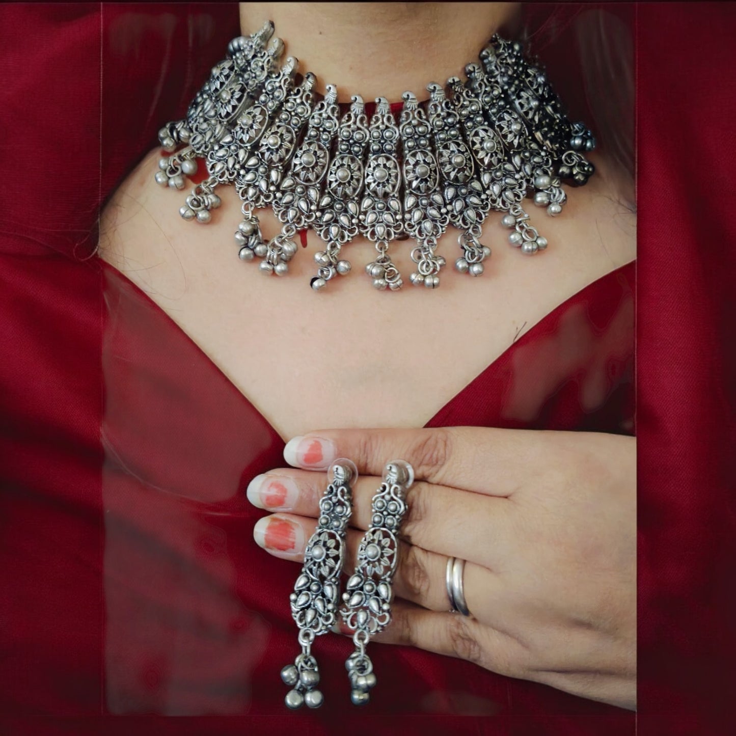 93999-NSO Classic Necklace With Oxidised Plating-Design 3