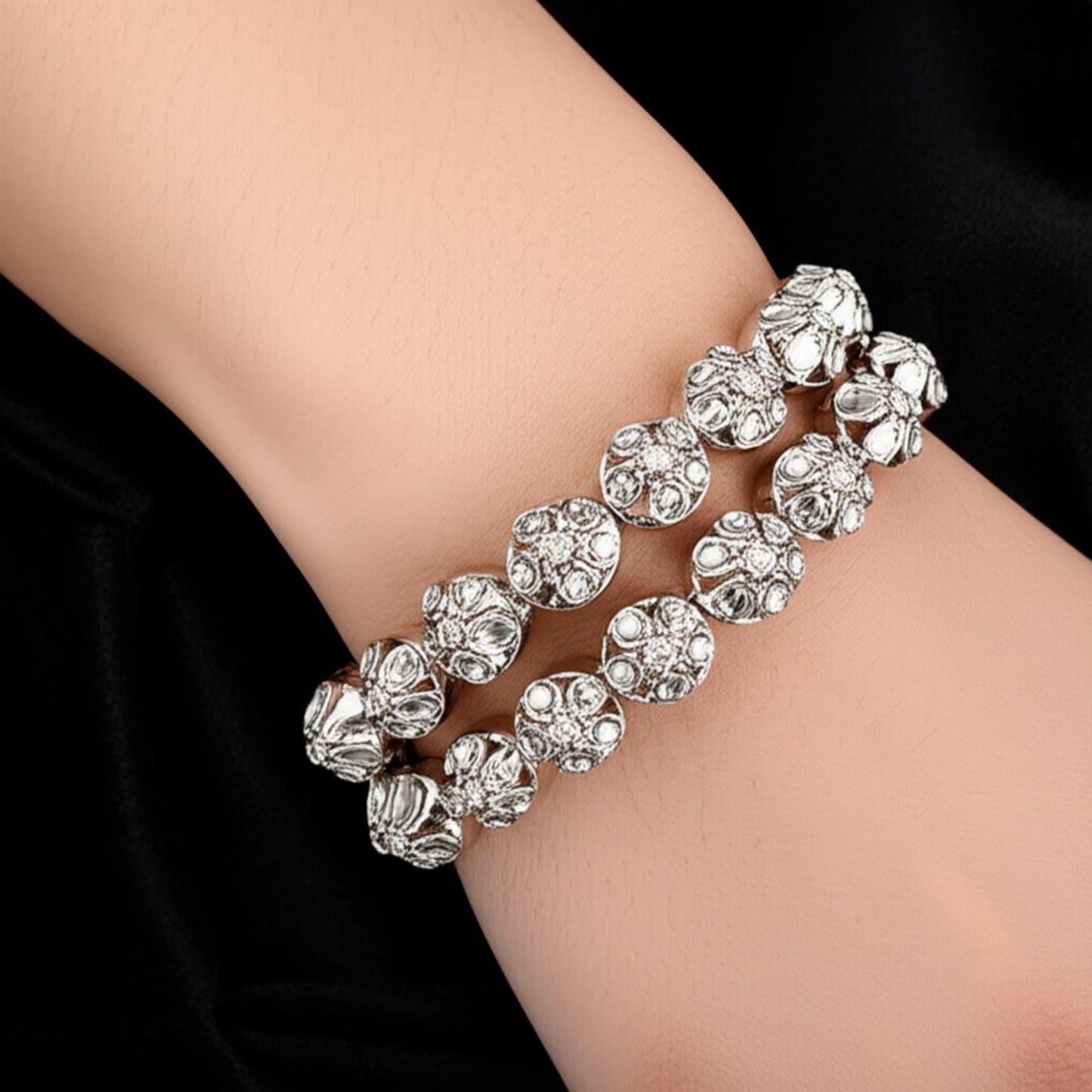 808869 Classic Bangles With Oxidised Plating-Size 2.4