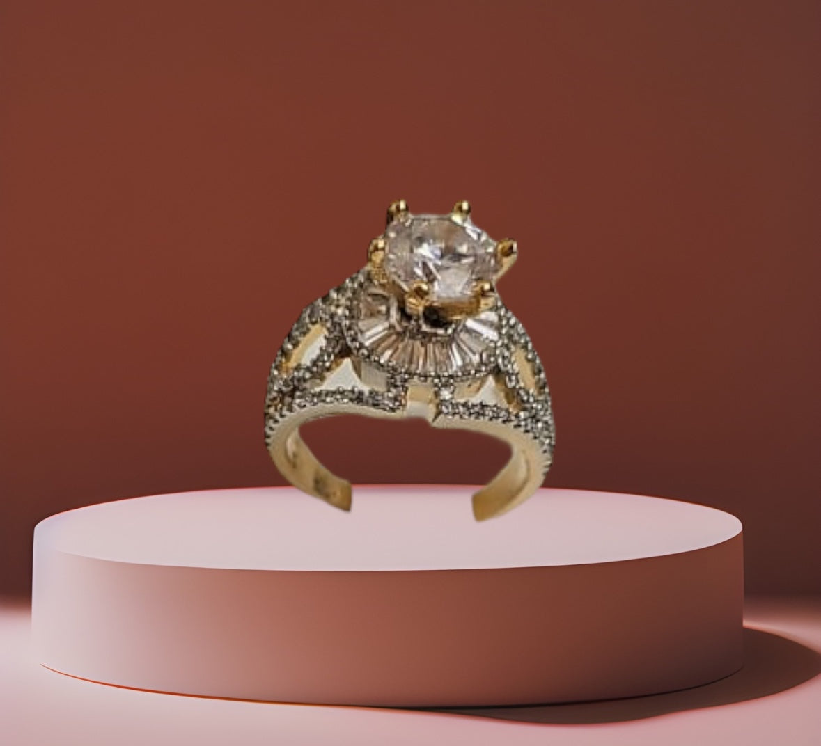 426251 Cz Adjustable Ring 2 Tone