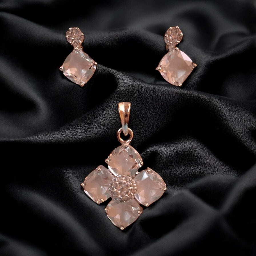 433802-American Diamond Delicate Pendant Set With Rhodium Plating-White