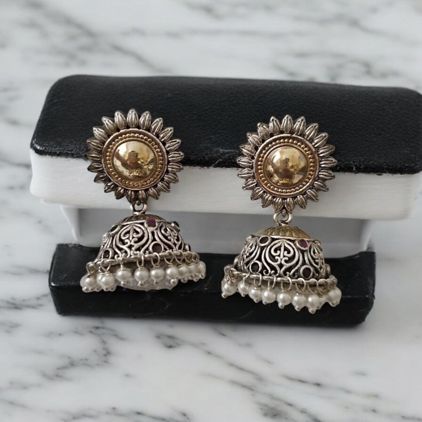 809098 Pretty Precious Fashion Oxidised Silver Stylish Party Wear Earrings for Women and Girls